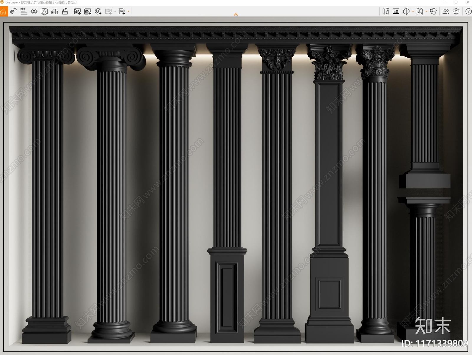 法式中古柱子SU模型下载【ID:1171339809】