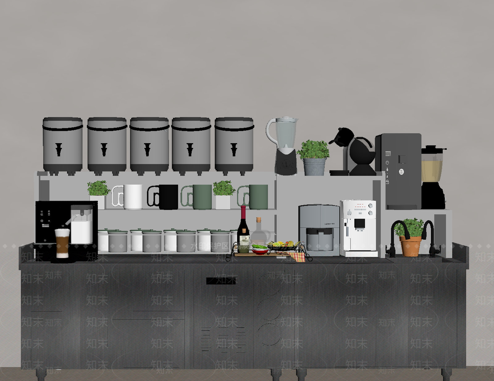现代奶茶店SU模型下载【ID:1171341994】