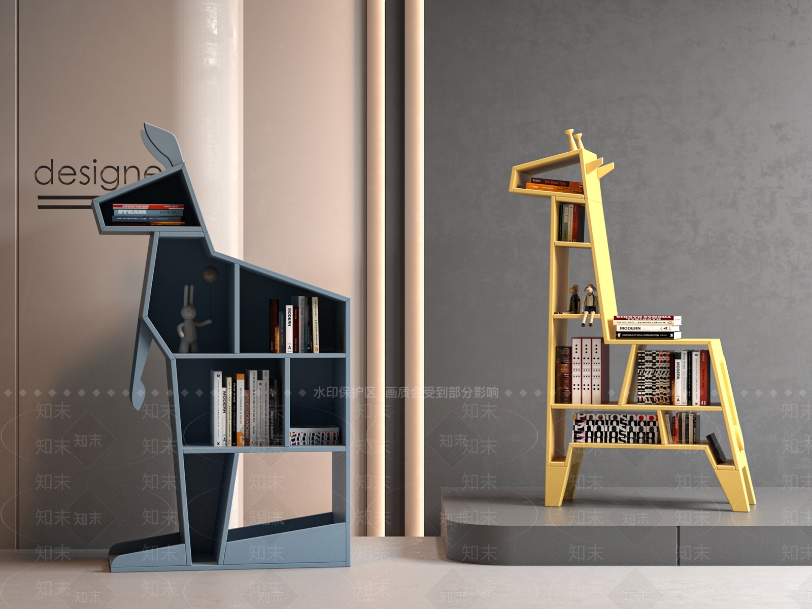 现代书柜3D模型下载【ID:1171346563】