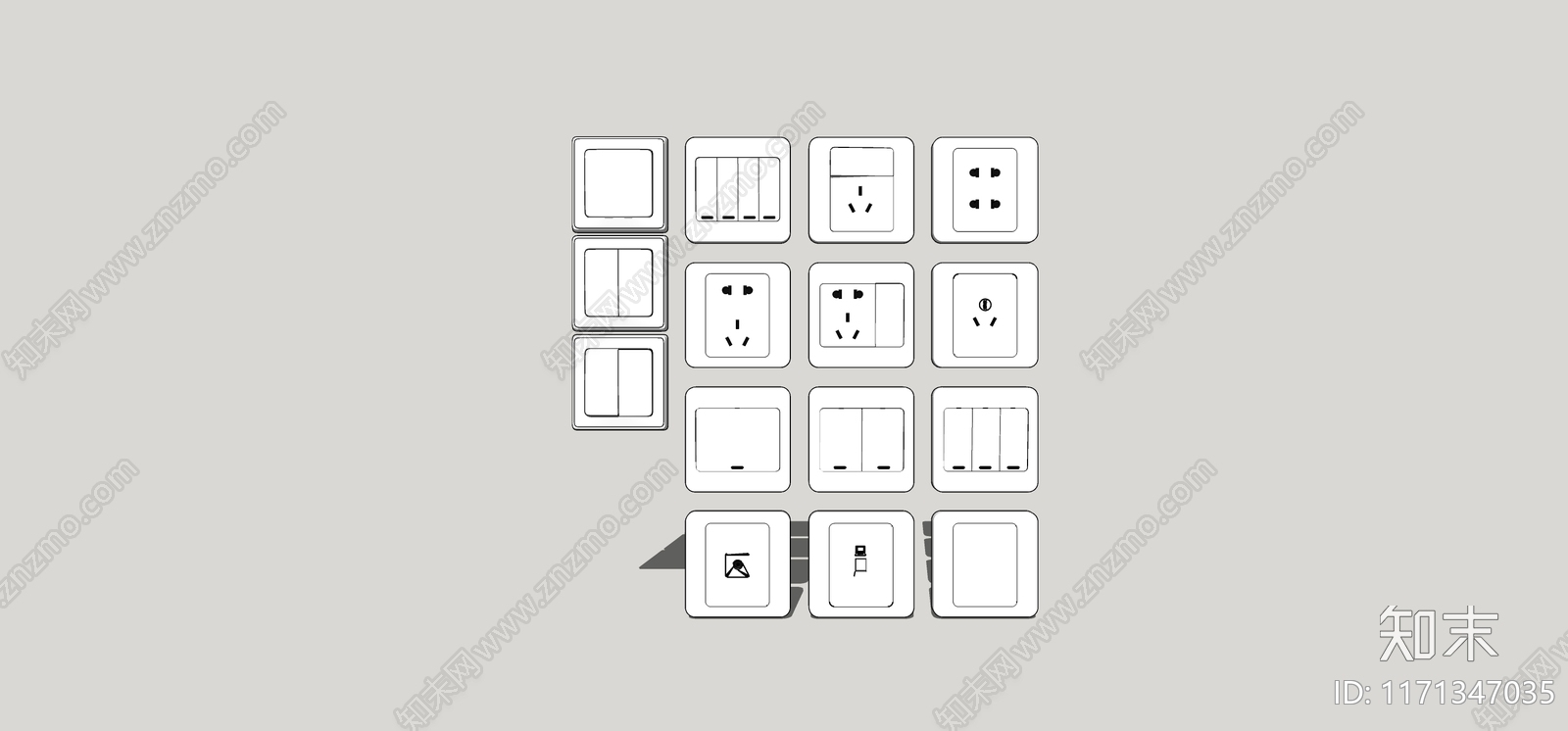 开关插座SU模型下载【ID:1171347035】