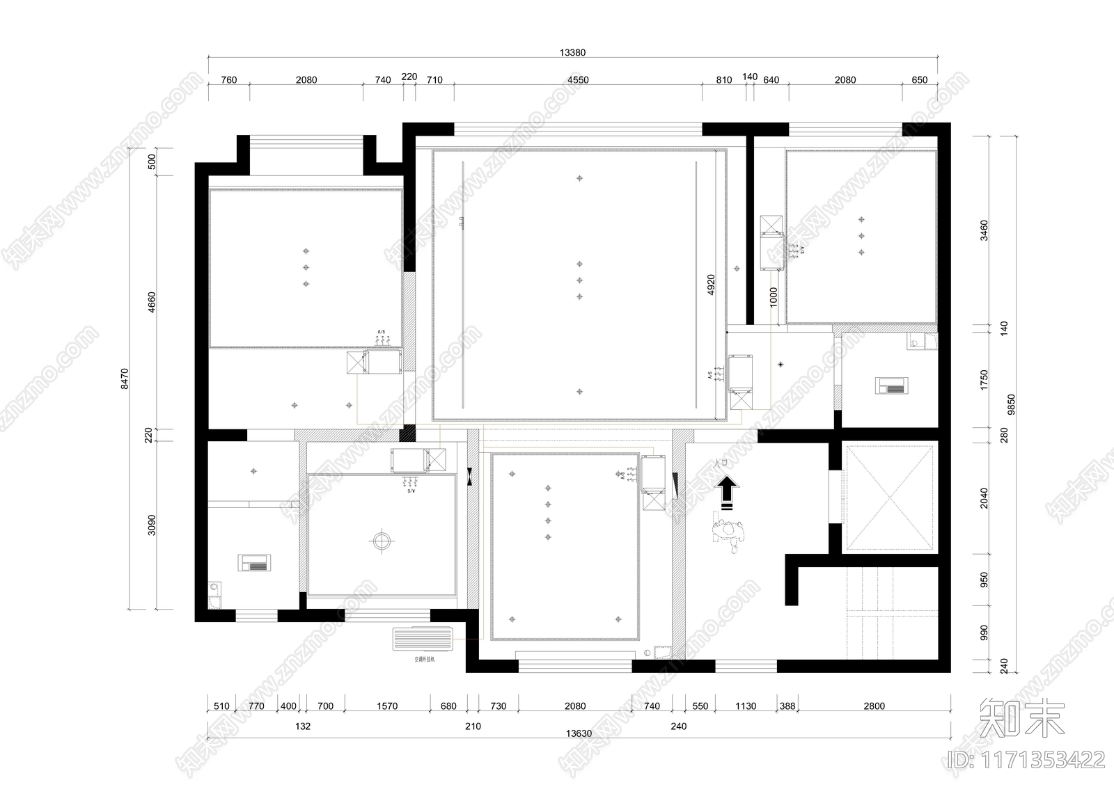 现代极简整体家装空间施工图下载【ID:1171353422】