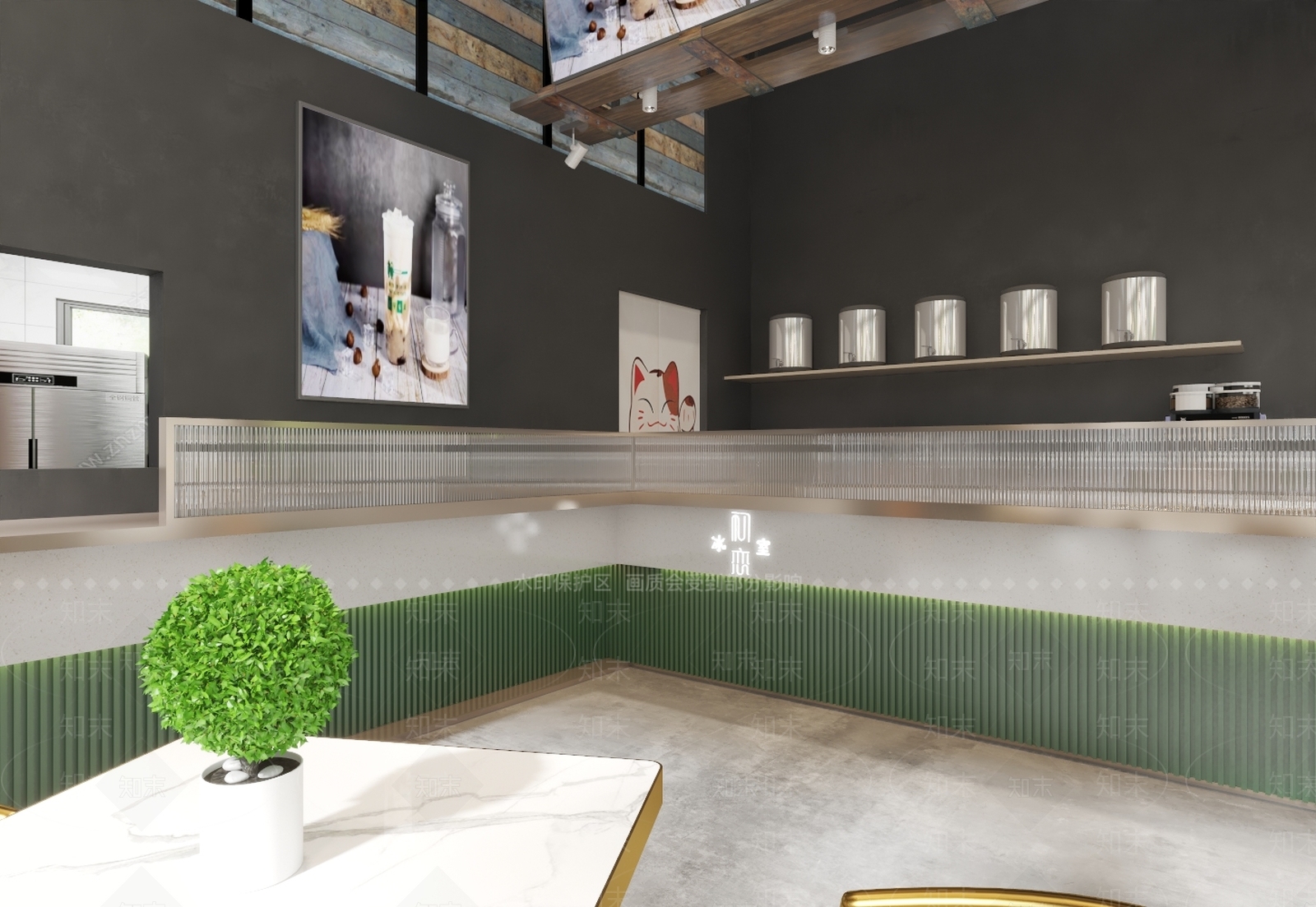 现代法式其他餐饮空间3D模型下载【ID:1171354703】