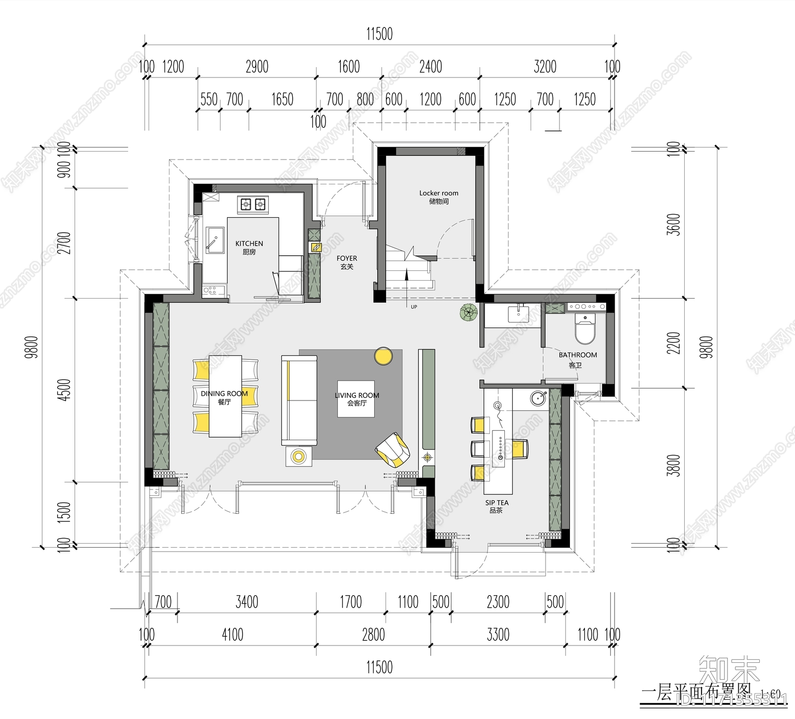 现代新中式整体家装空间cad施工图下载【ID:1171355311】