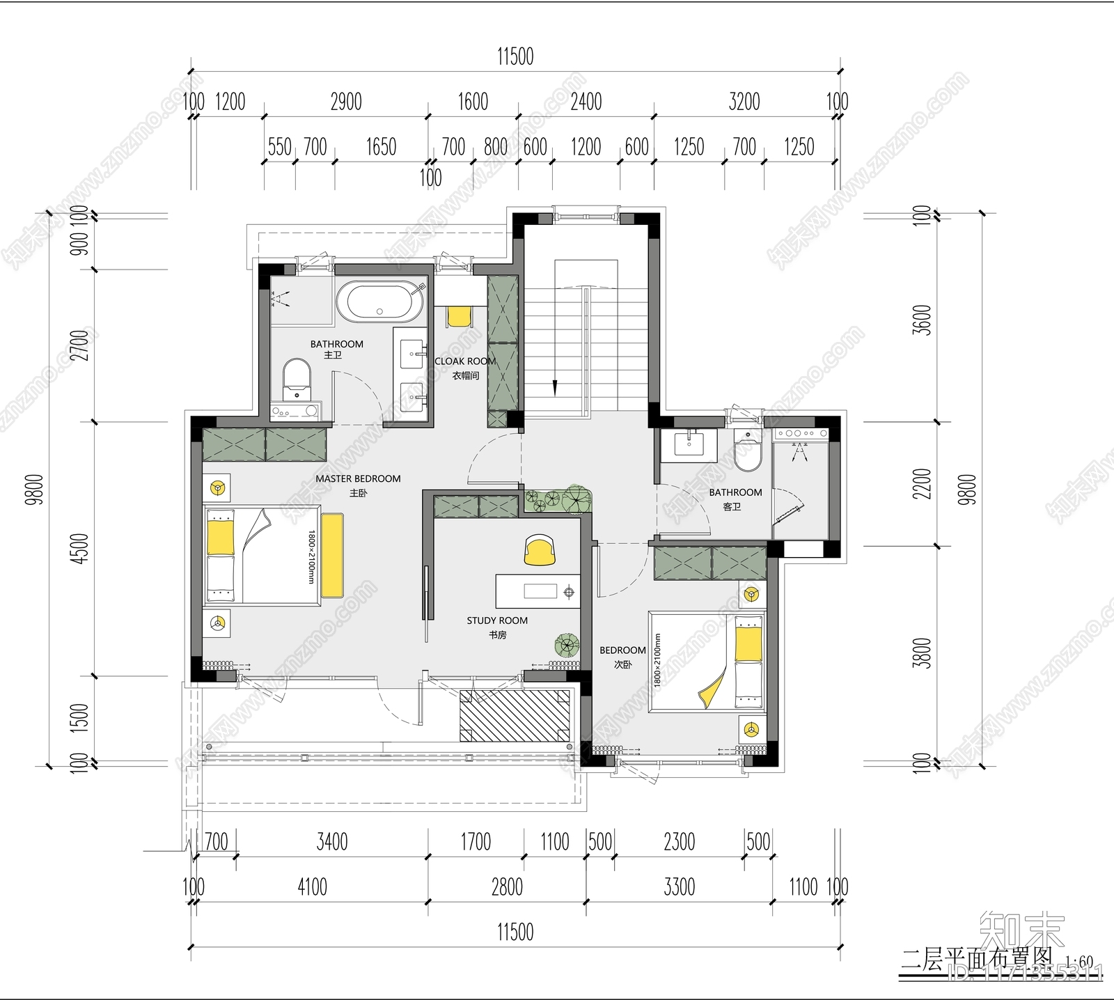 现代新中式整体家装空间cad施工图下载【ID:1171355311】