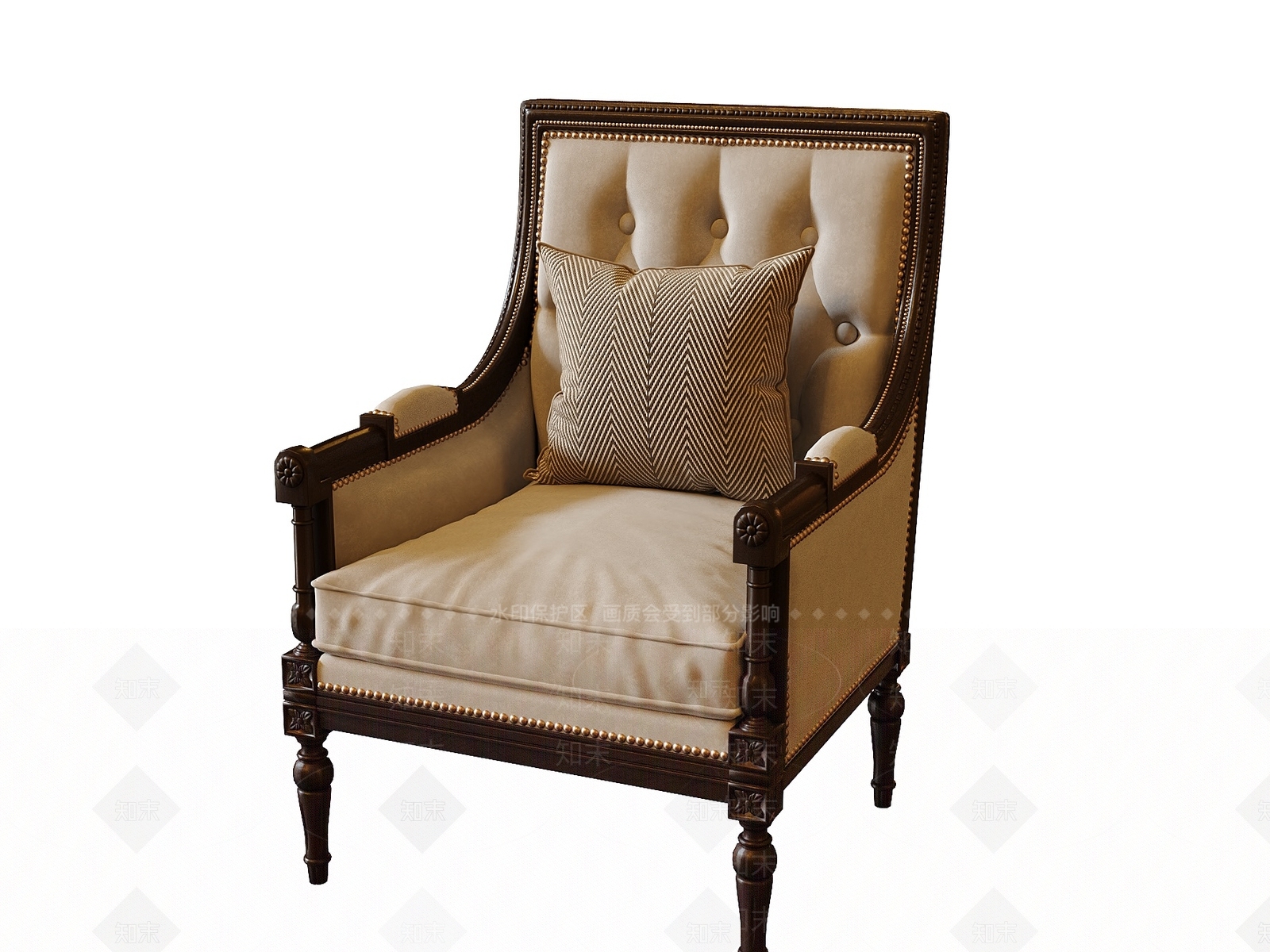 法式美式单人沙发SU模型下载【ID:1171355601】