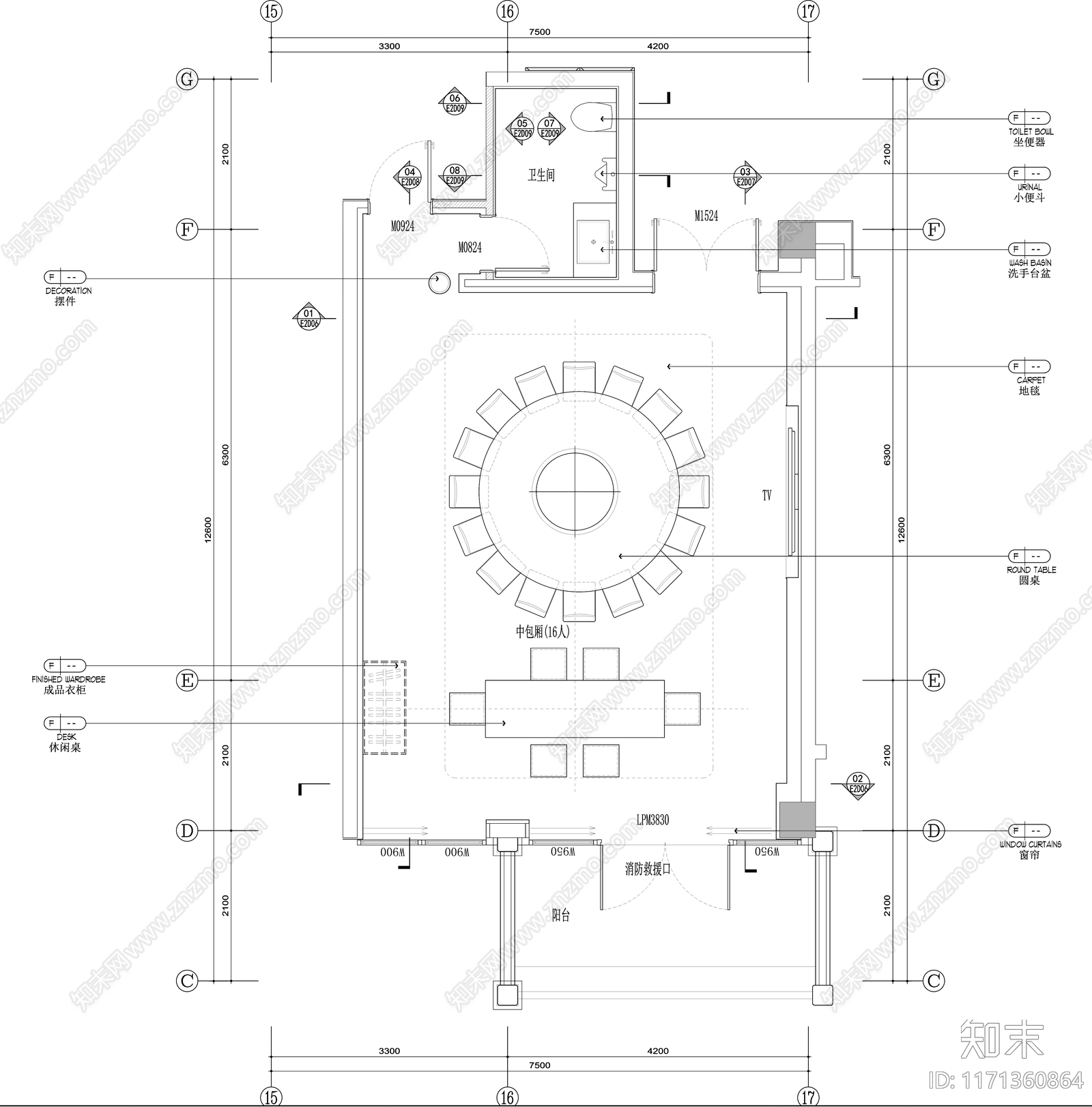 现代中餐厅cad施工图下载【ID:1171360864】