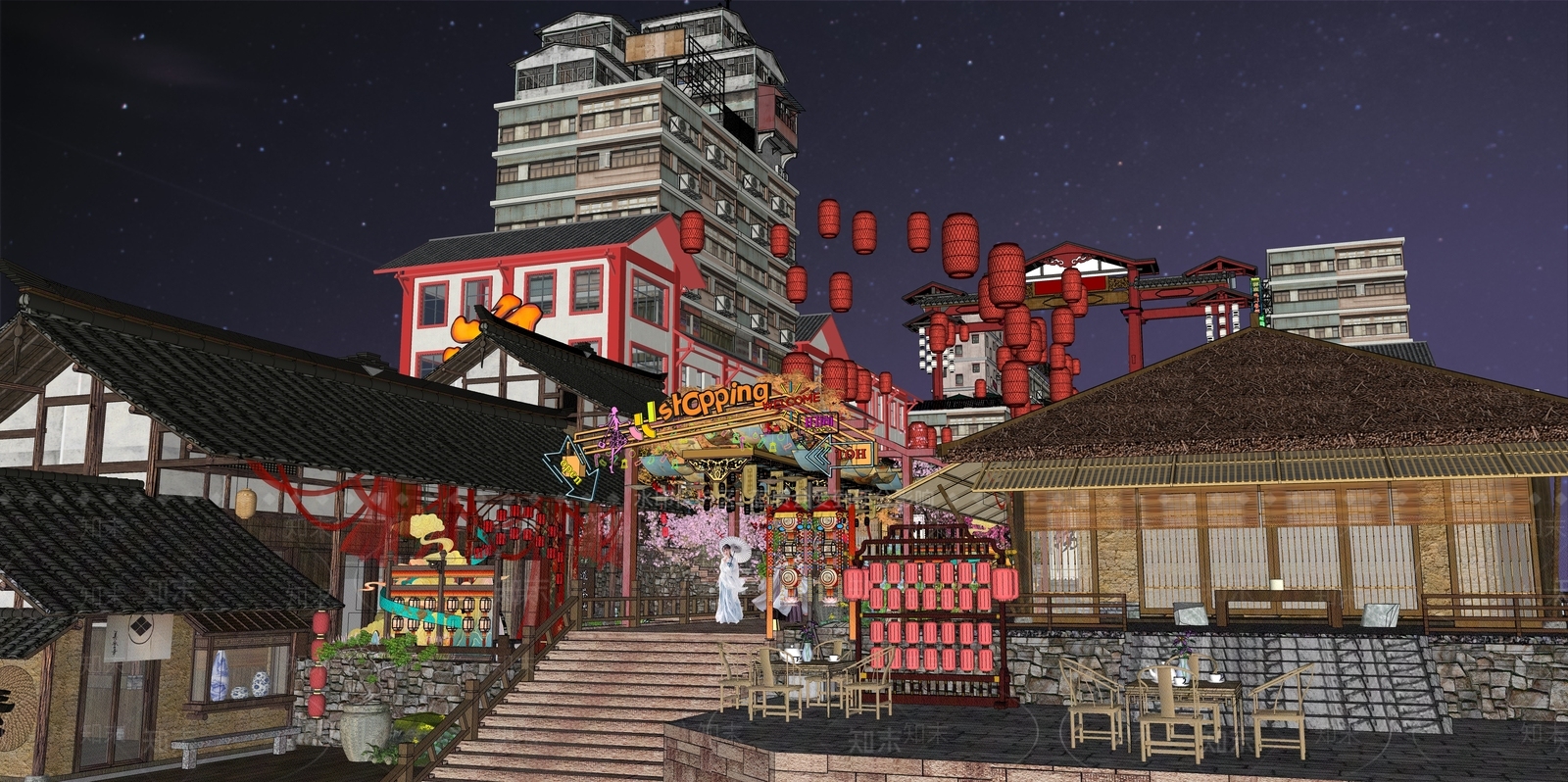 新中式工业风格建筑SU模型下载【ID:1171362284】