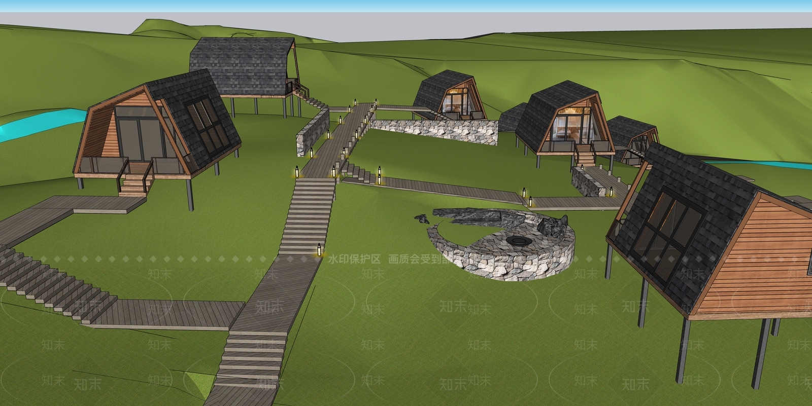 新中式其他景观小建筑SU模型下载【ID:1171361786】