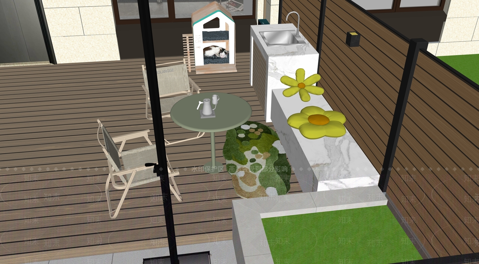 现代简约别墅庭院SU模型下载【ID:1171363614】