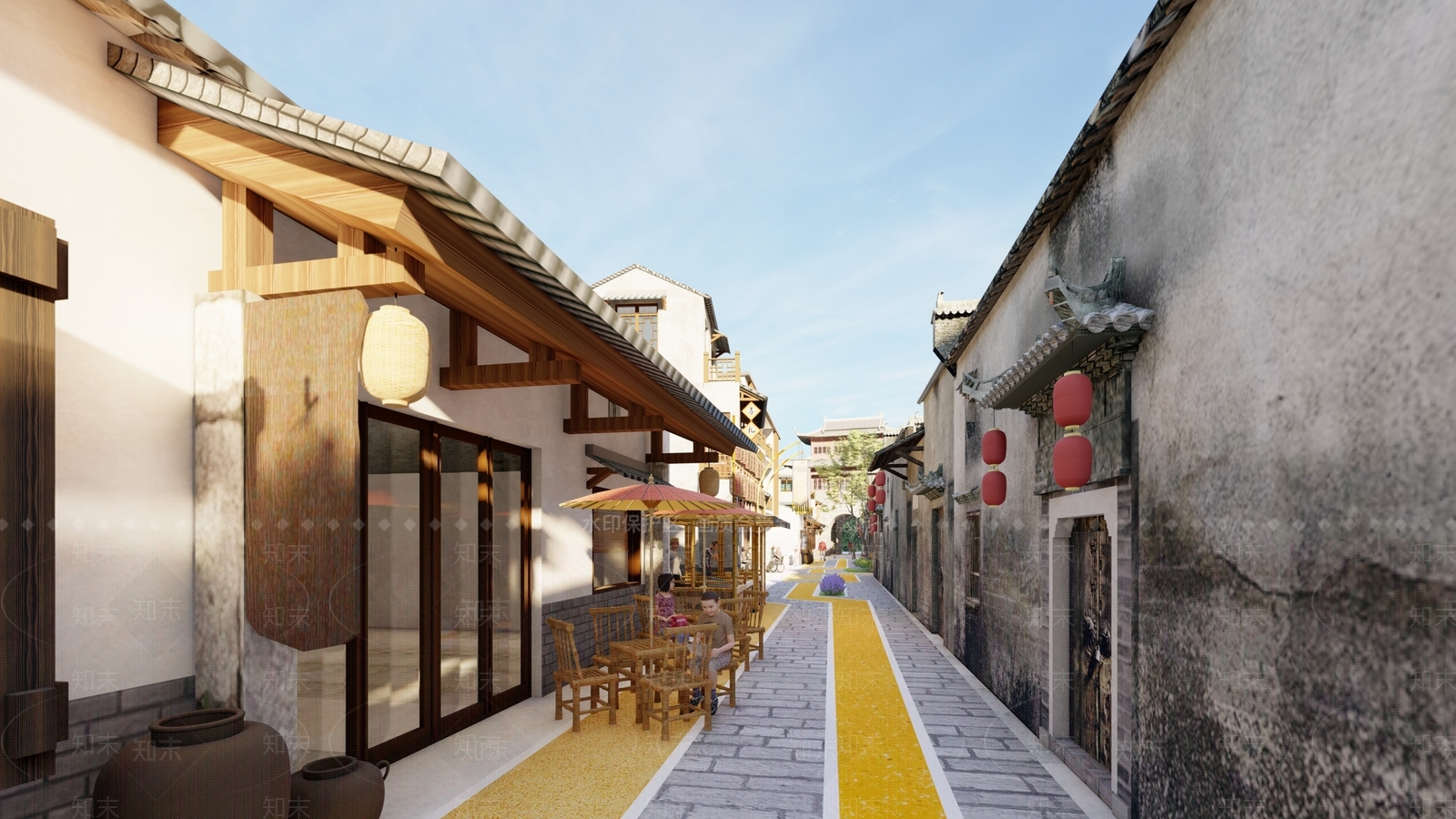 新中式中式商业景观SU模型下载【ID:1171366740】