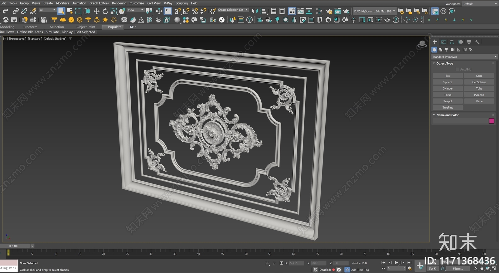 法式欧式吊顶3D模型下载【ID:1171368436】