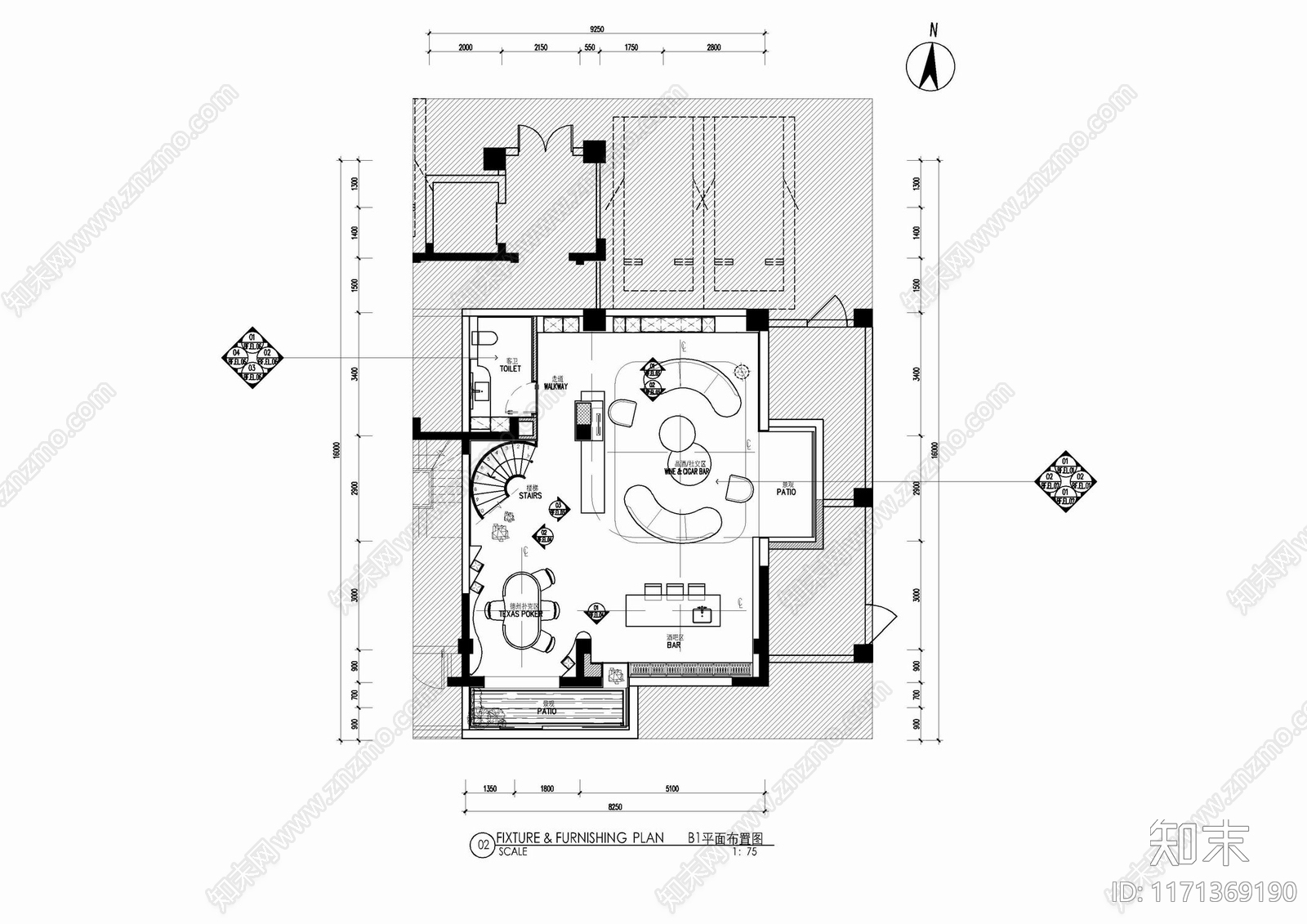 现代整体家装空间施工图下载【ID:1171369190】