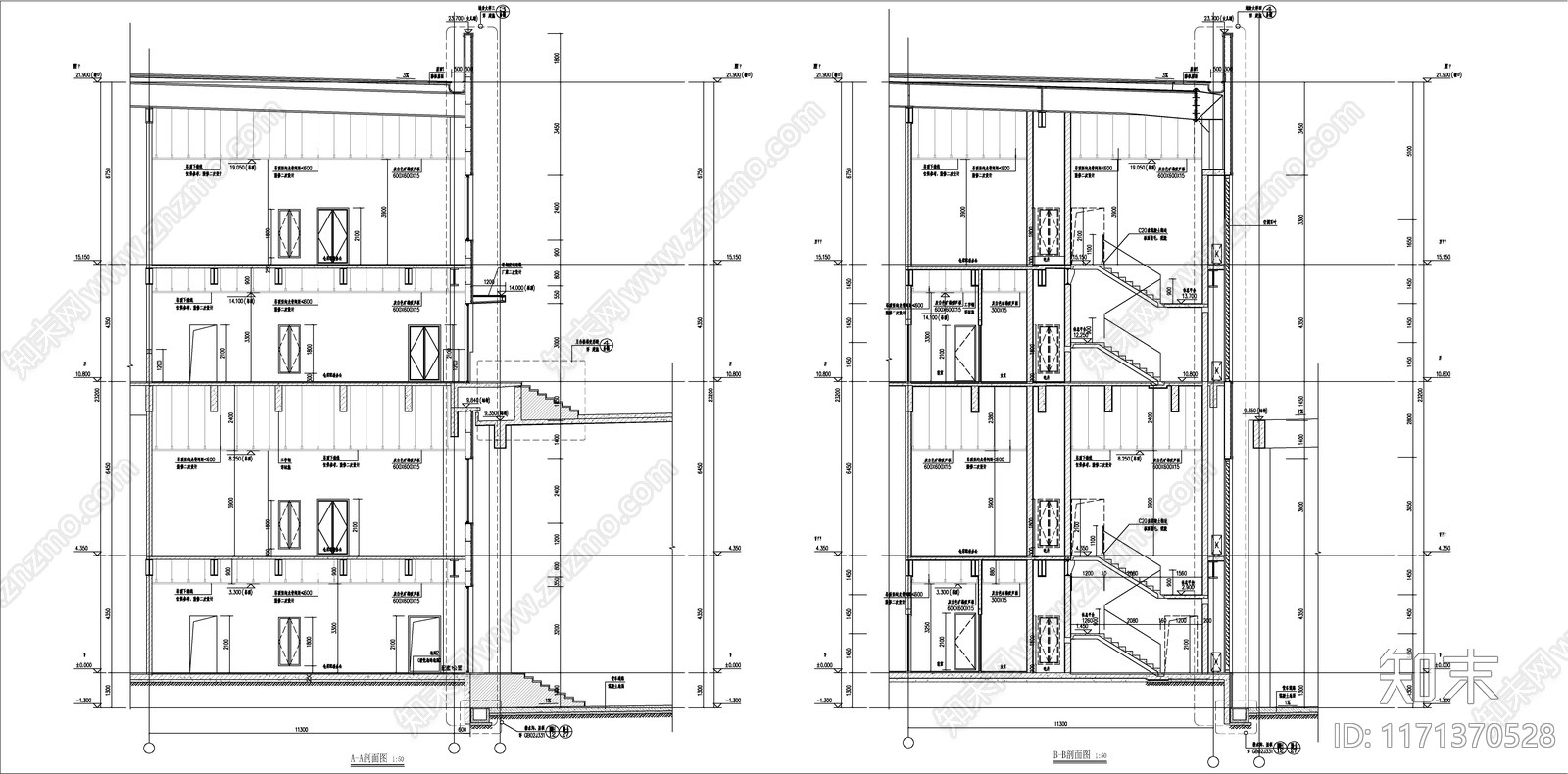 现代产业园建筑cad施工图下载【ID:1171370528】