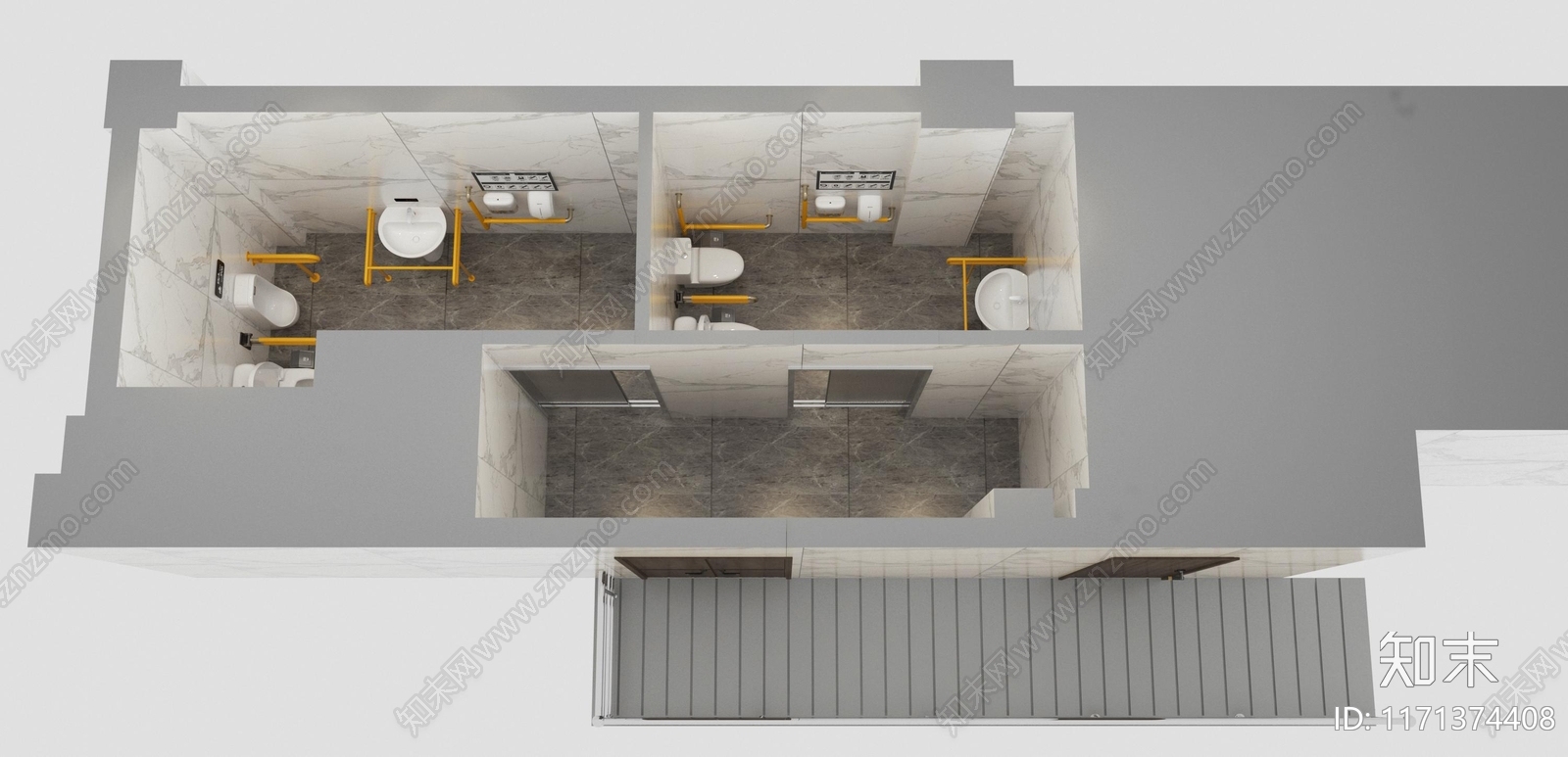 现代公共卫生间3D模型下载【ID:1171374408】