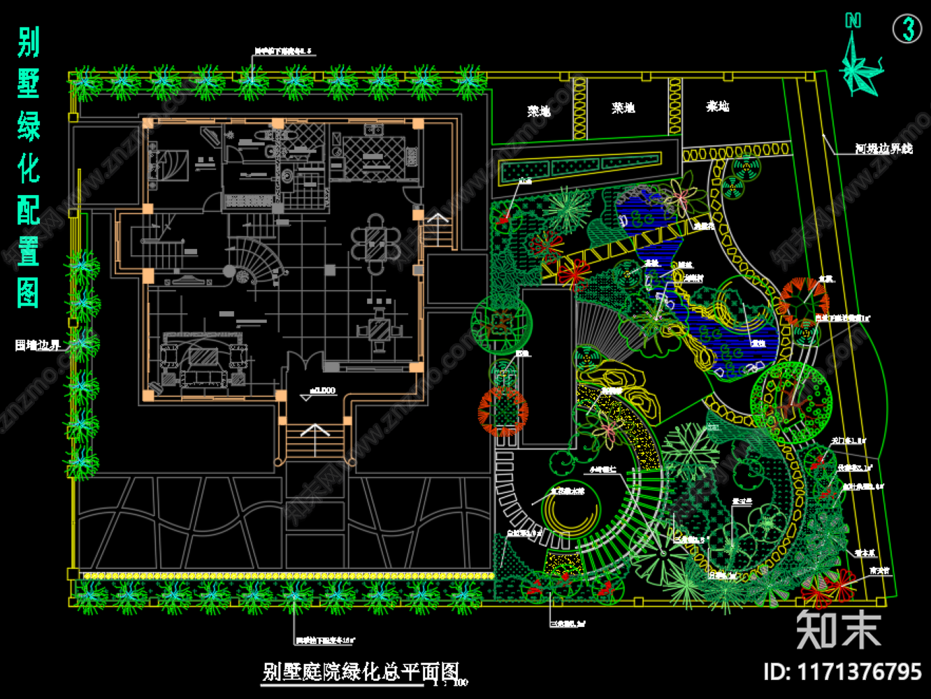现代庭院cad施工图下载【ID:1171376795】