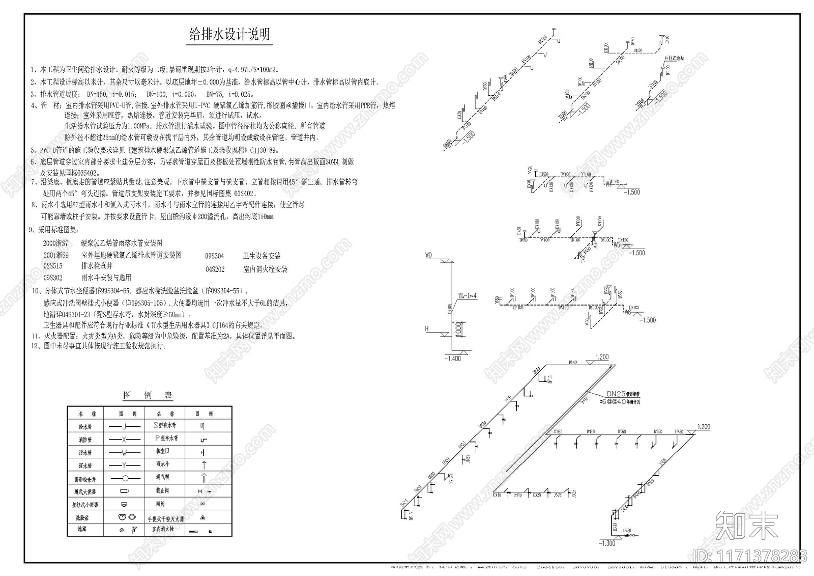 给排水图cad施工图下载【ID:1171378283】