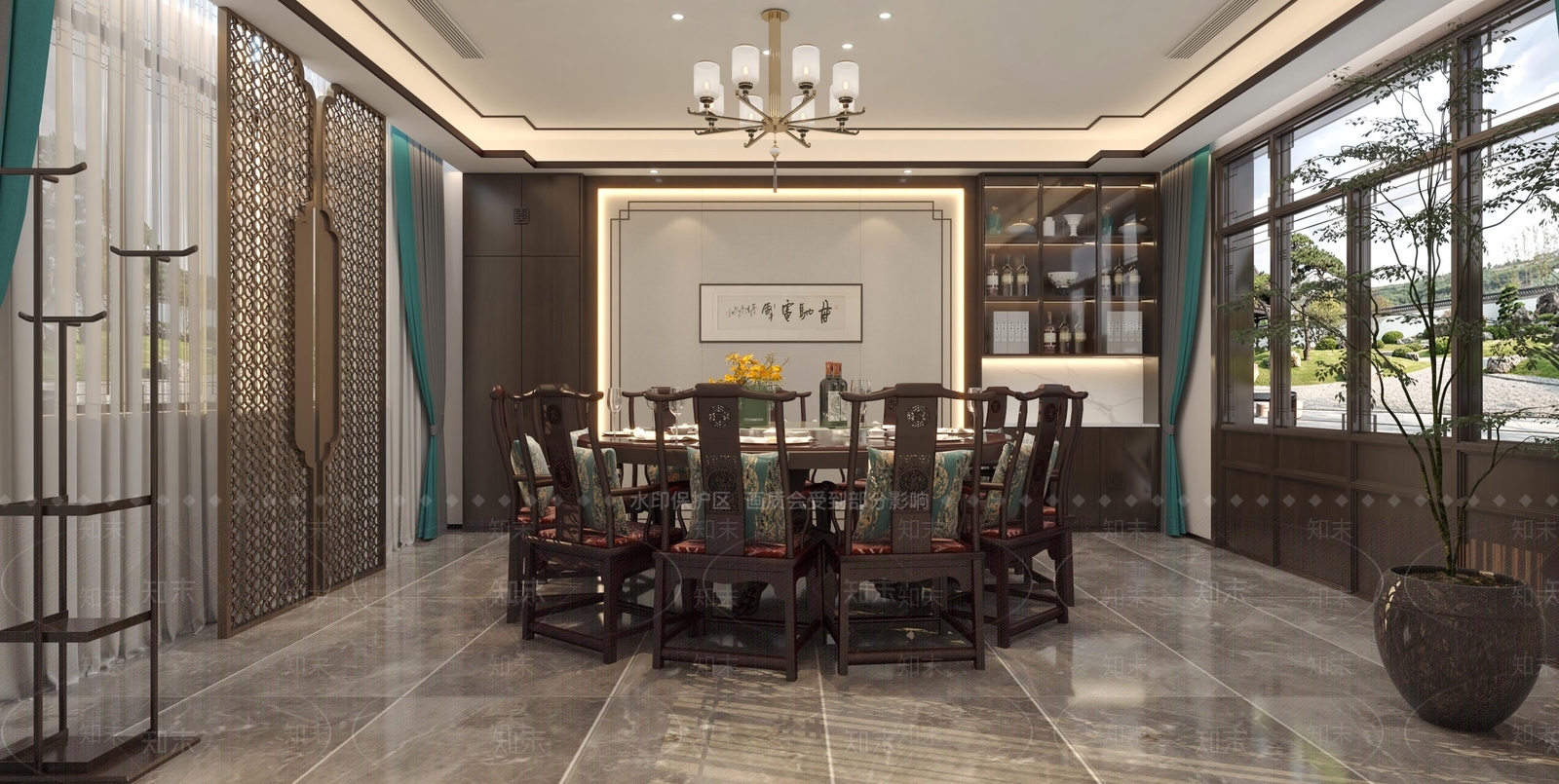 新中式包厢3D模型下载【ID:1171378384】