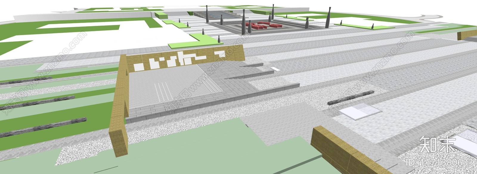 现代轻奢广场景观SU模型下载【ID:1171380633】
