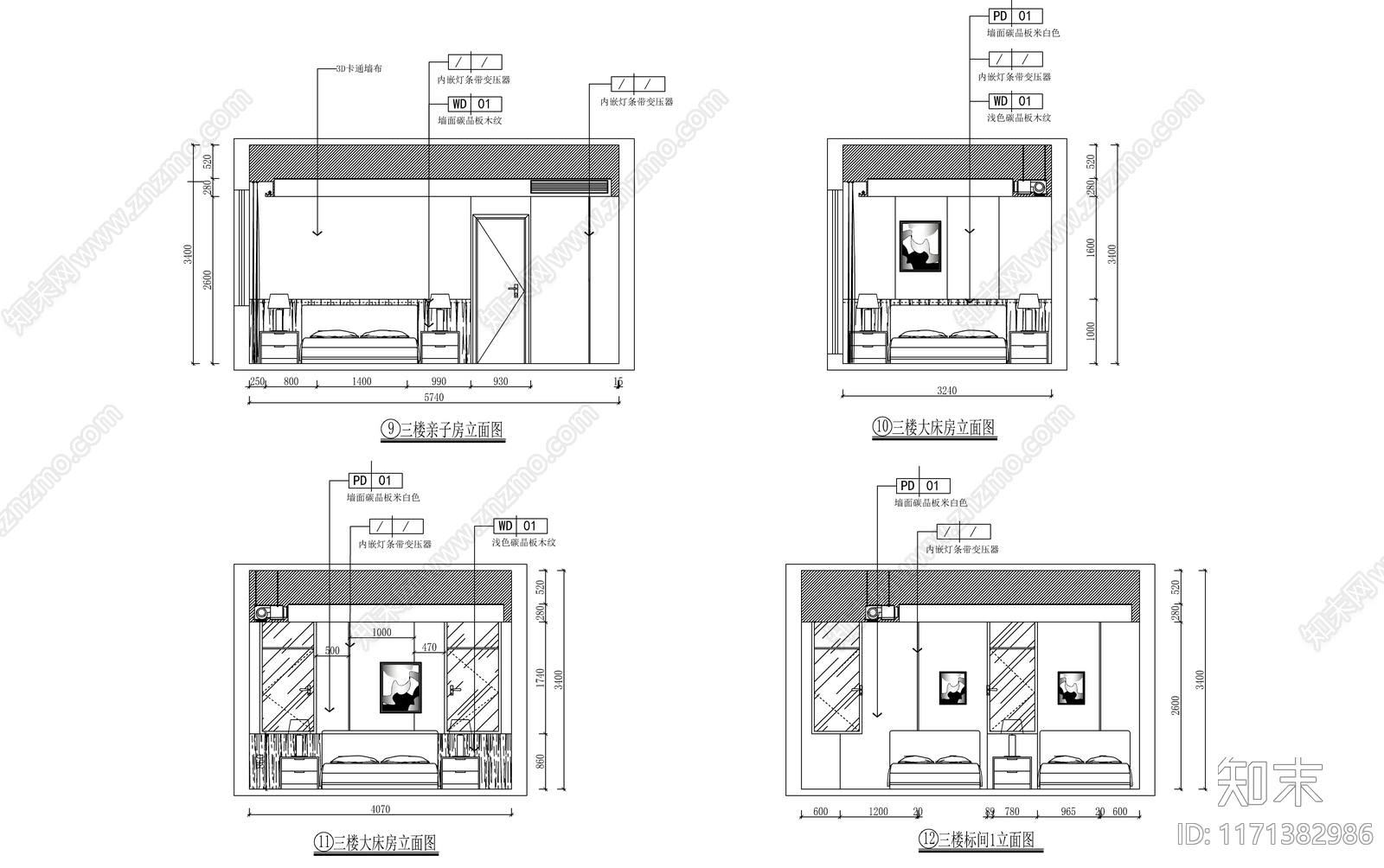 现代极简民宿施工图下载【ID:1171382986】