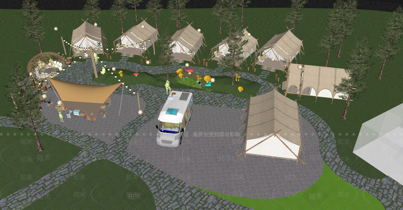 现代新中式景观公园SU模型下载【ID:1171401272】