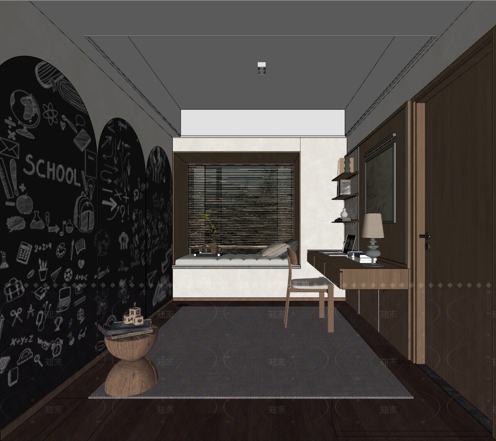 侘寂书房SU模型下载【ID:1215941829】