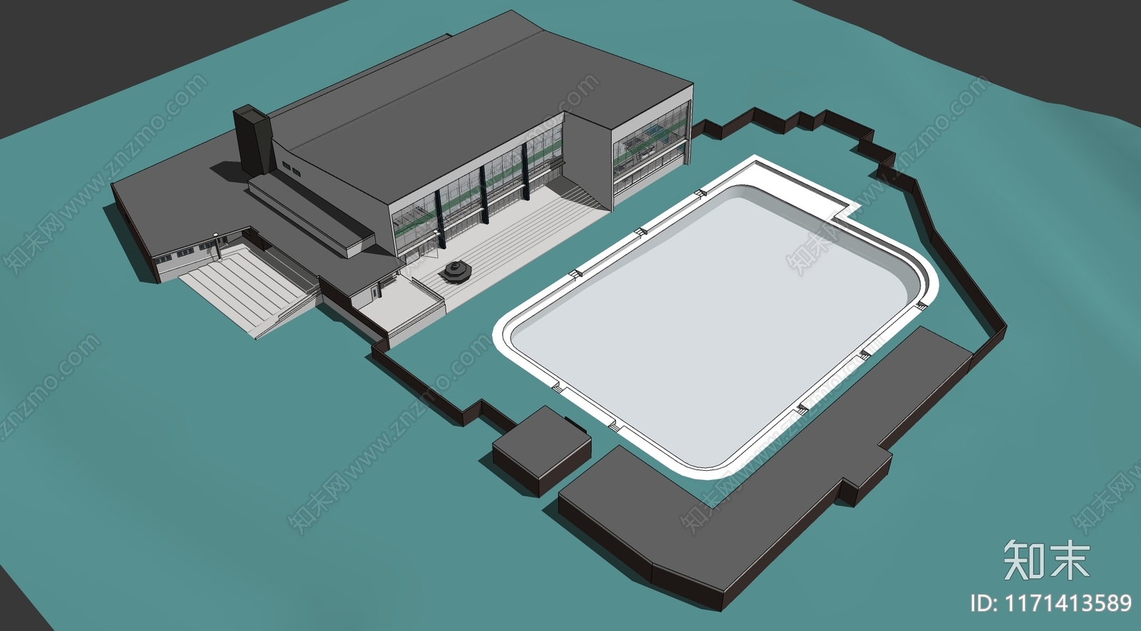 现代体育建筑SU模型下载【ID:1171413589】