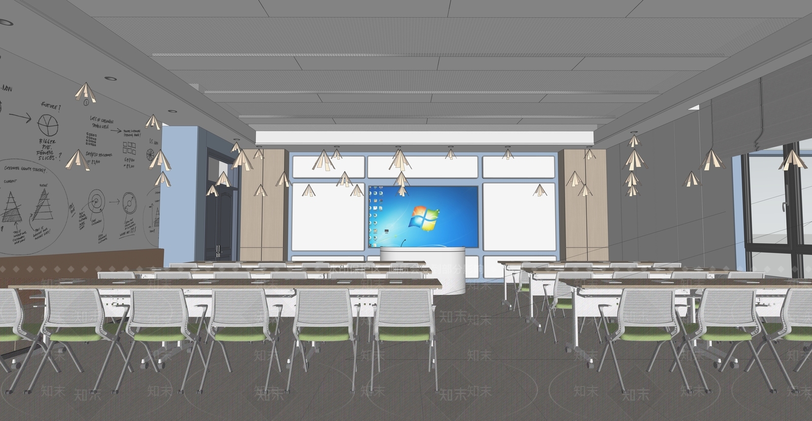 现代教室SU模型下载【ID:1171414839】