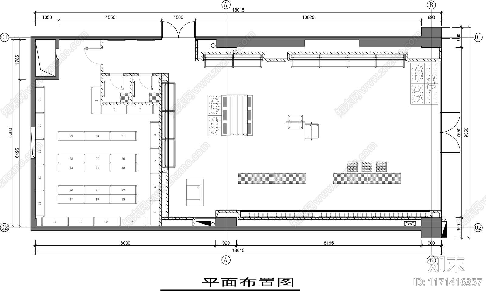 现代服装店cad施工图下载【ID:1171416357】