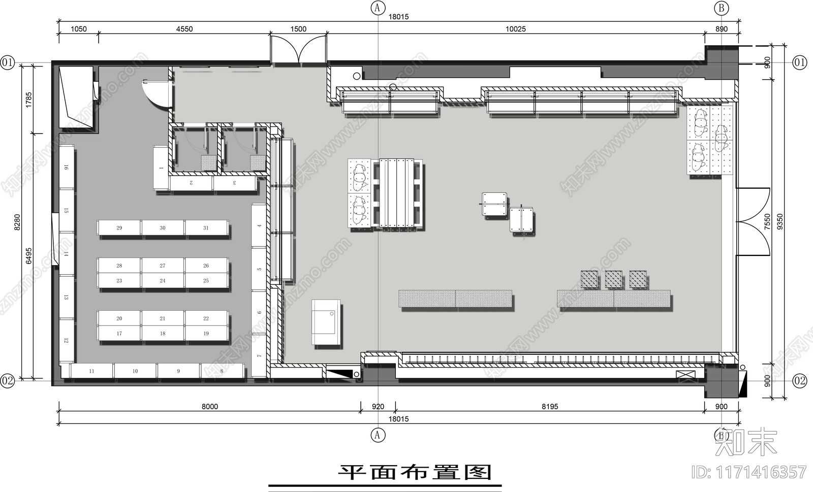 现代服装店cad施工图下载【ID:1171416357】