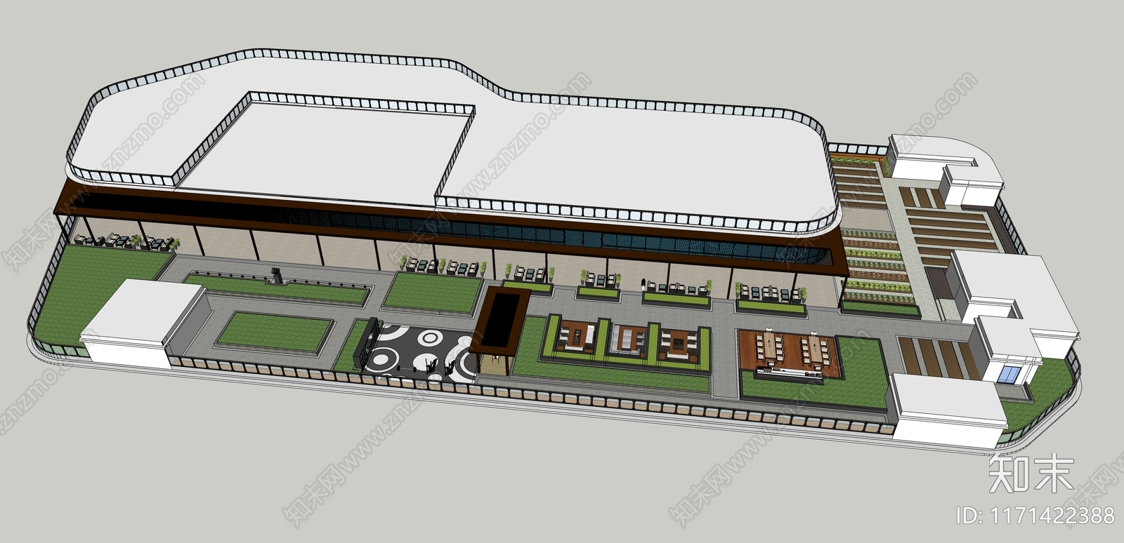 现代屋顶花园SU模型下载【ID:1171422388】