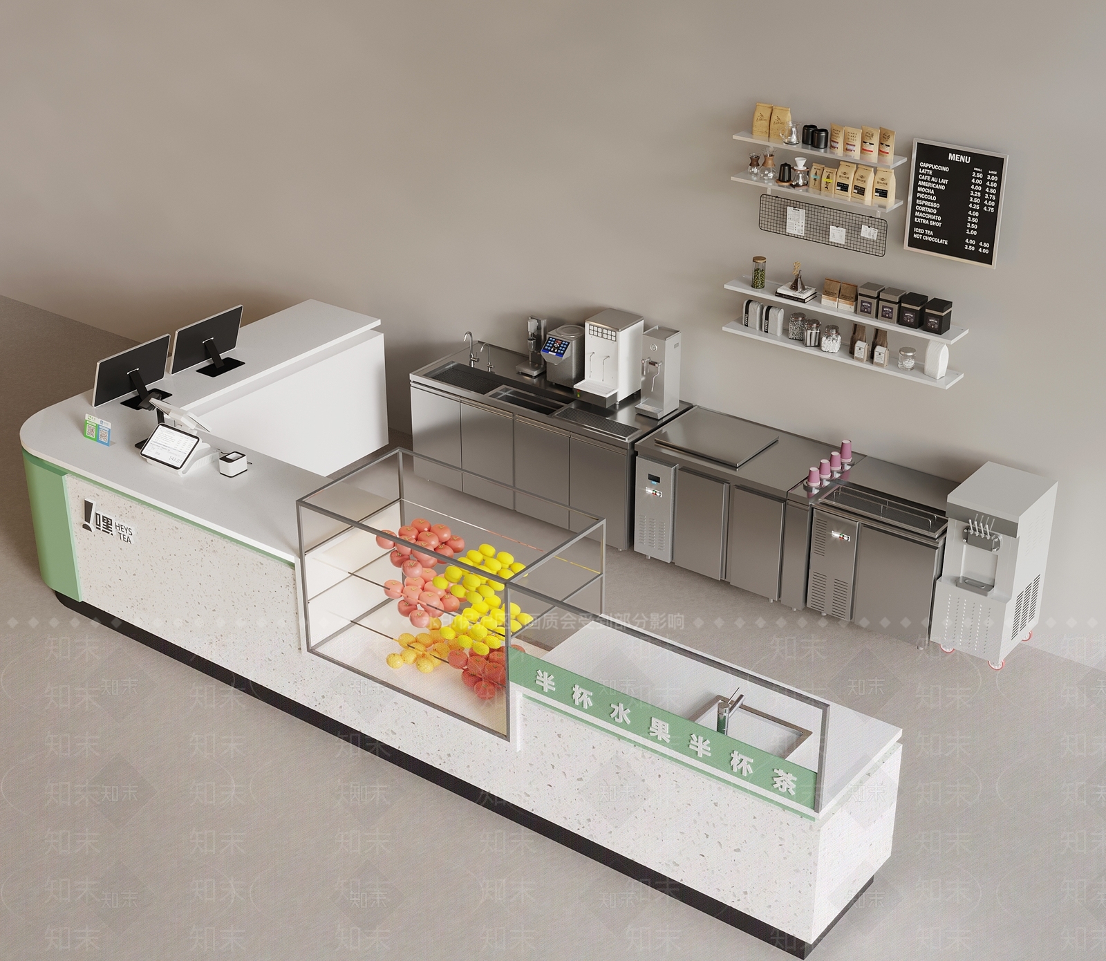 现代奶茶店3D模型下载【ID:1171423948】