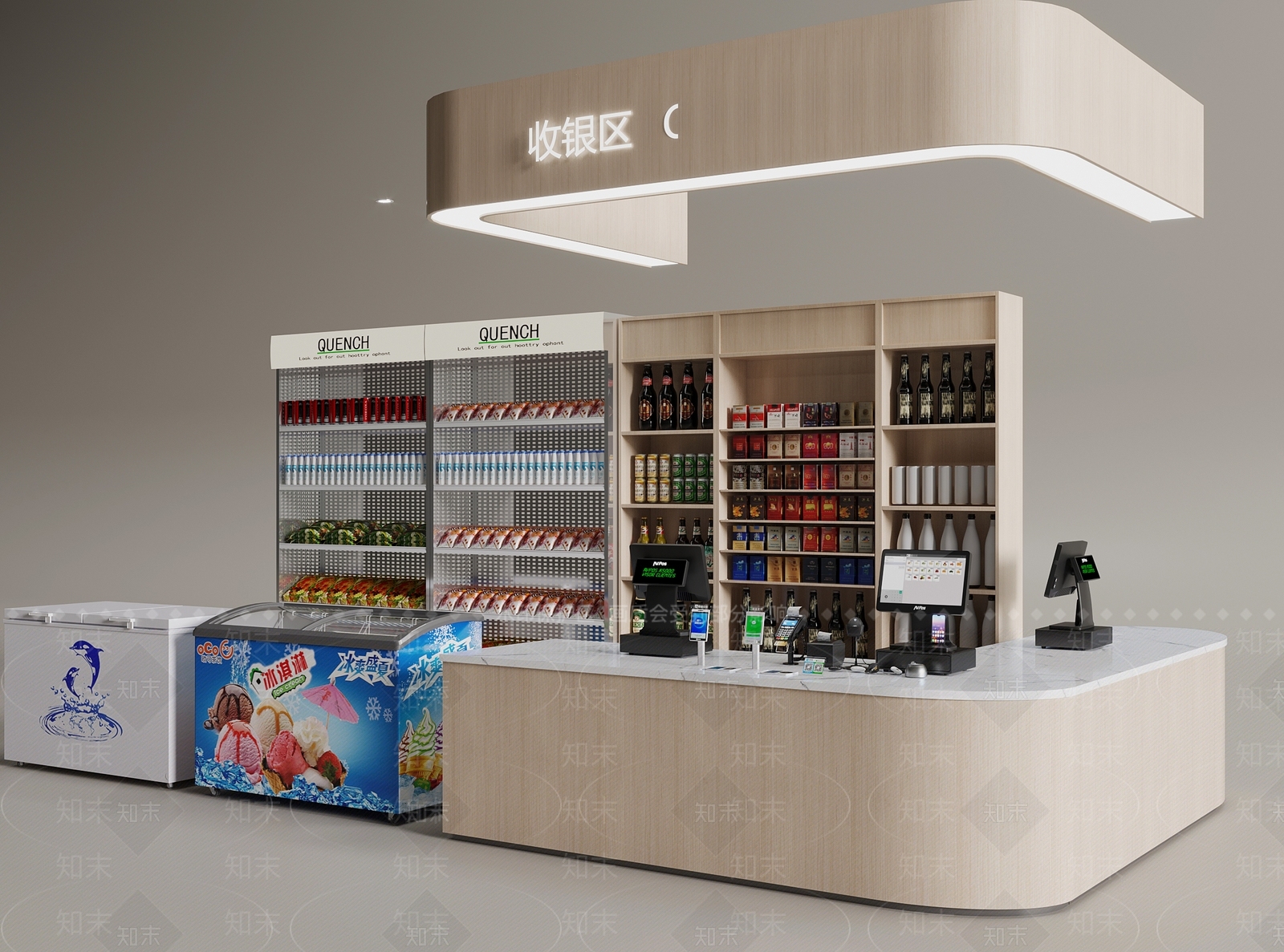 现代收银台3D模型下载【ID:1171430250】