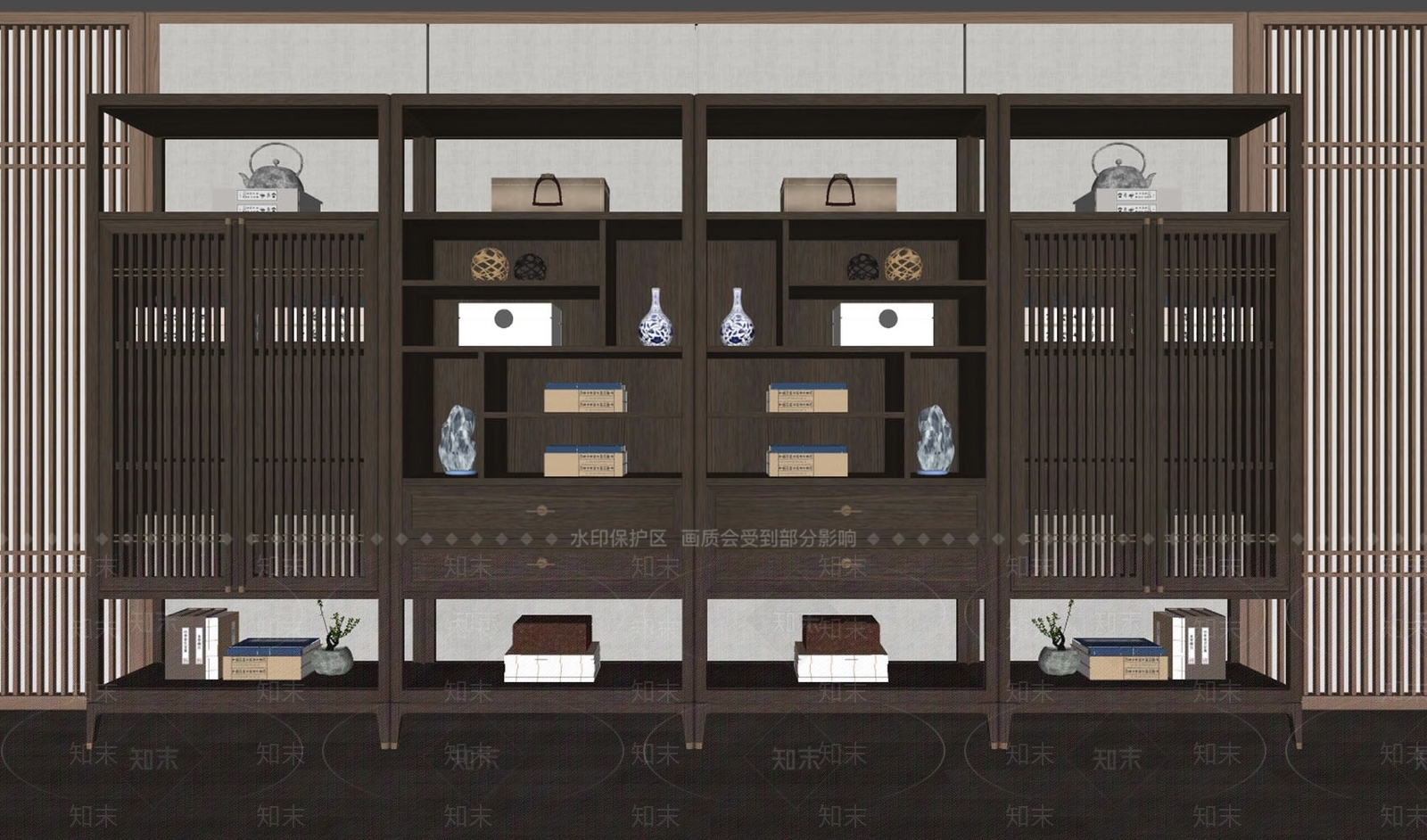 新中式博古架SU模型下载【ID:1171433096】