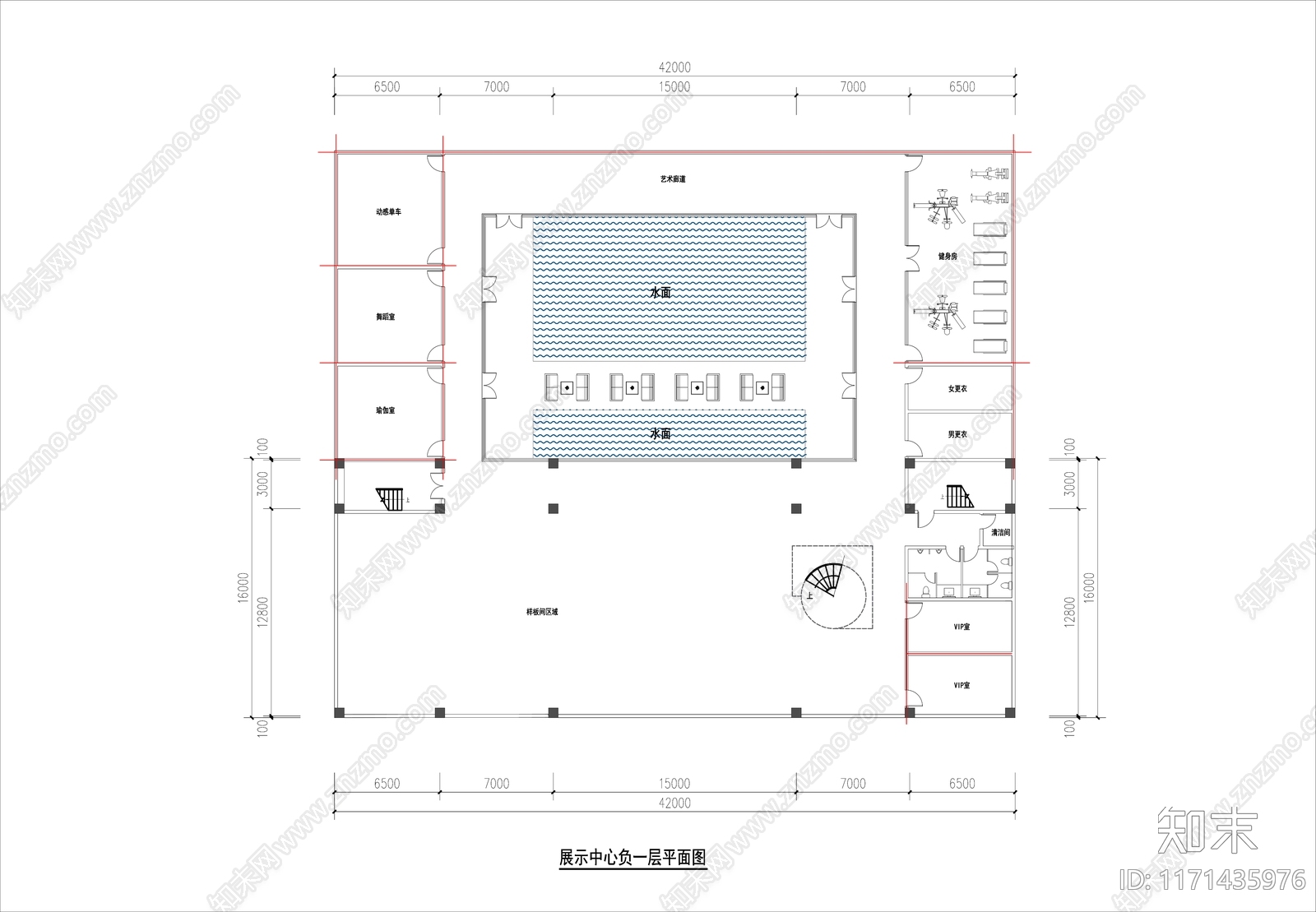 现代售楼处建筑cad施工图下载【ID:1171435976】