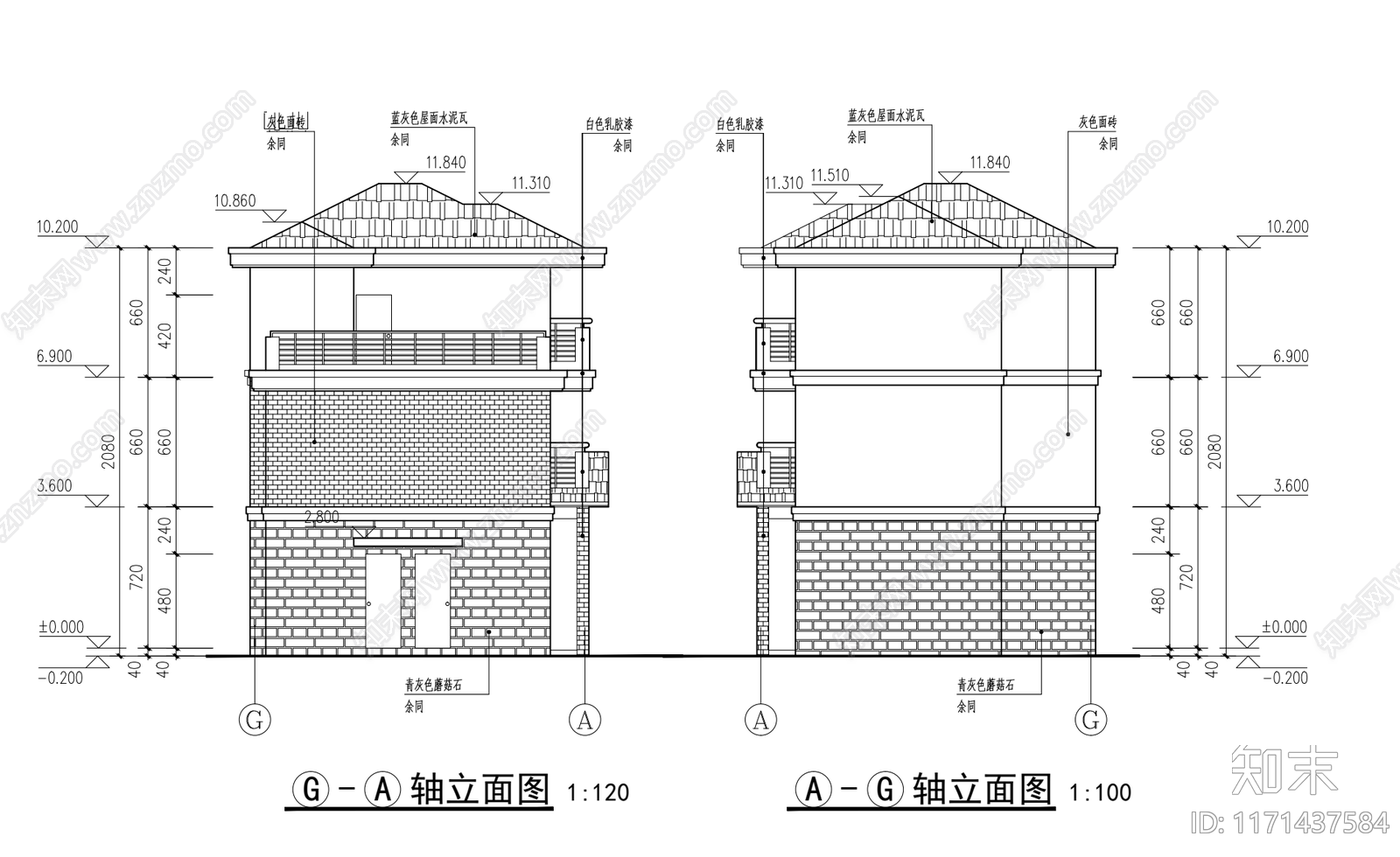 现代别墅建筑cad施工图下载【ID:1171437584】