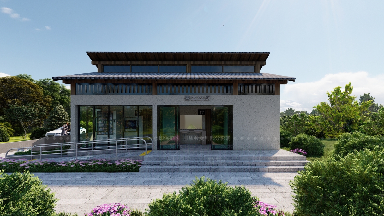 新中式简约小公建SU模型下载【ID:1171494018】