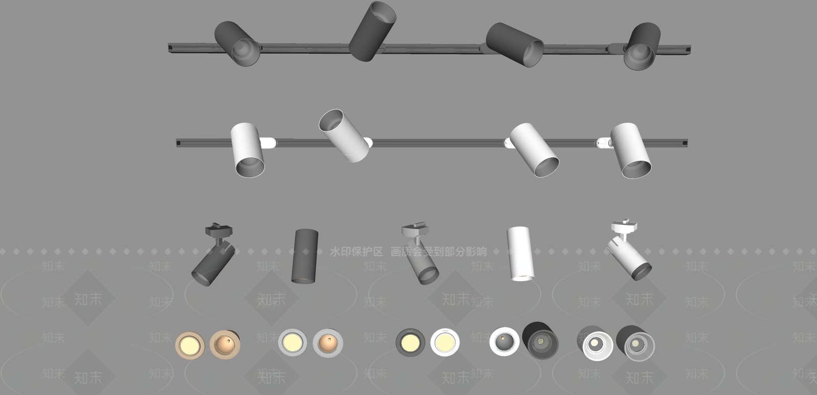 现代筒灯射灯SU模型下载【ID:1171439837】