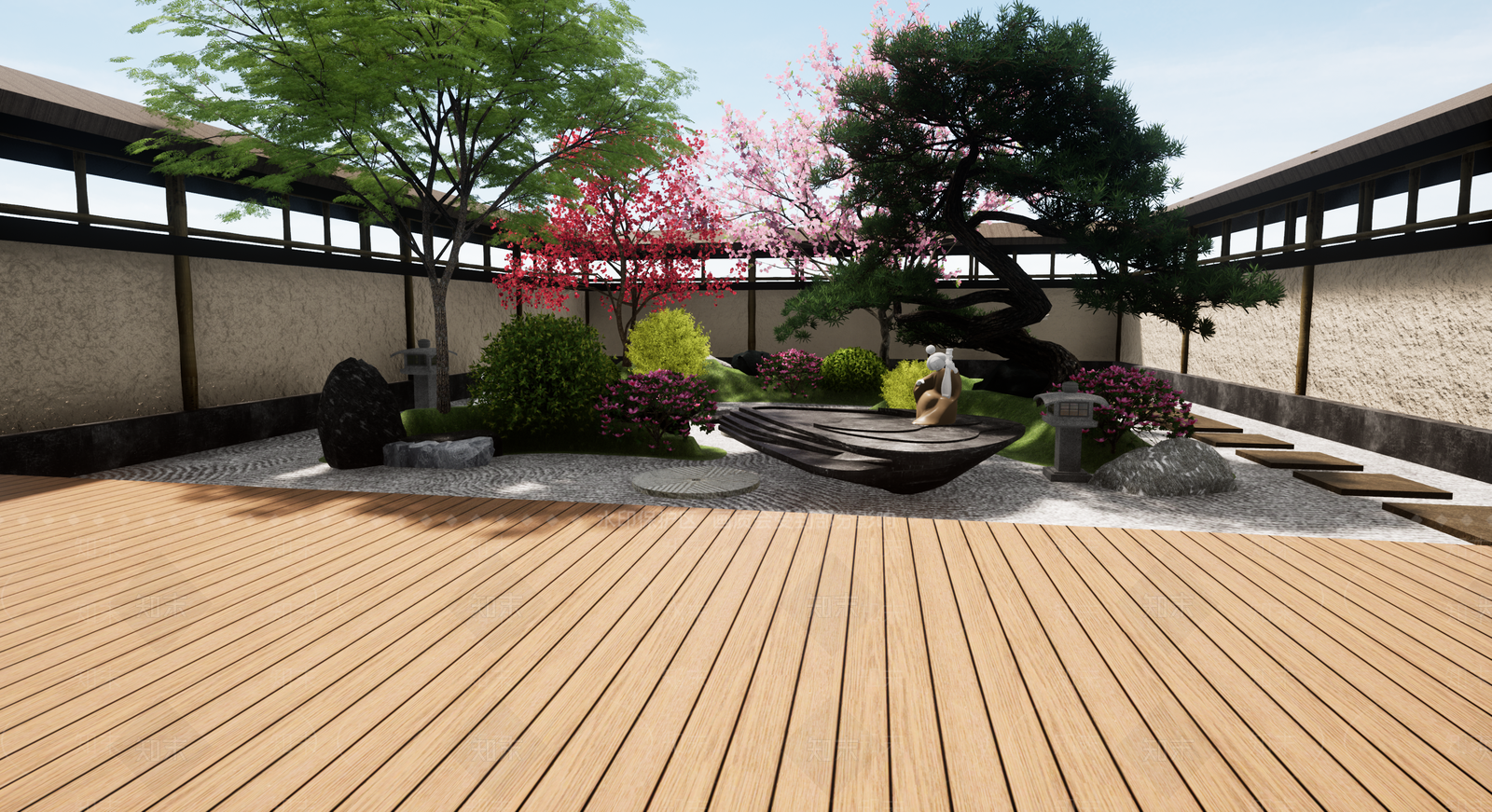 日式别墅庭院SU模型下载【ID:1171442741】