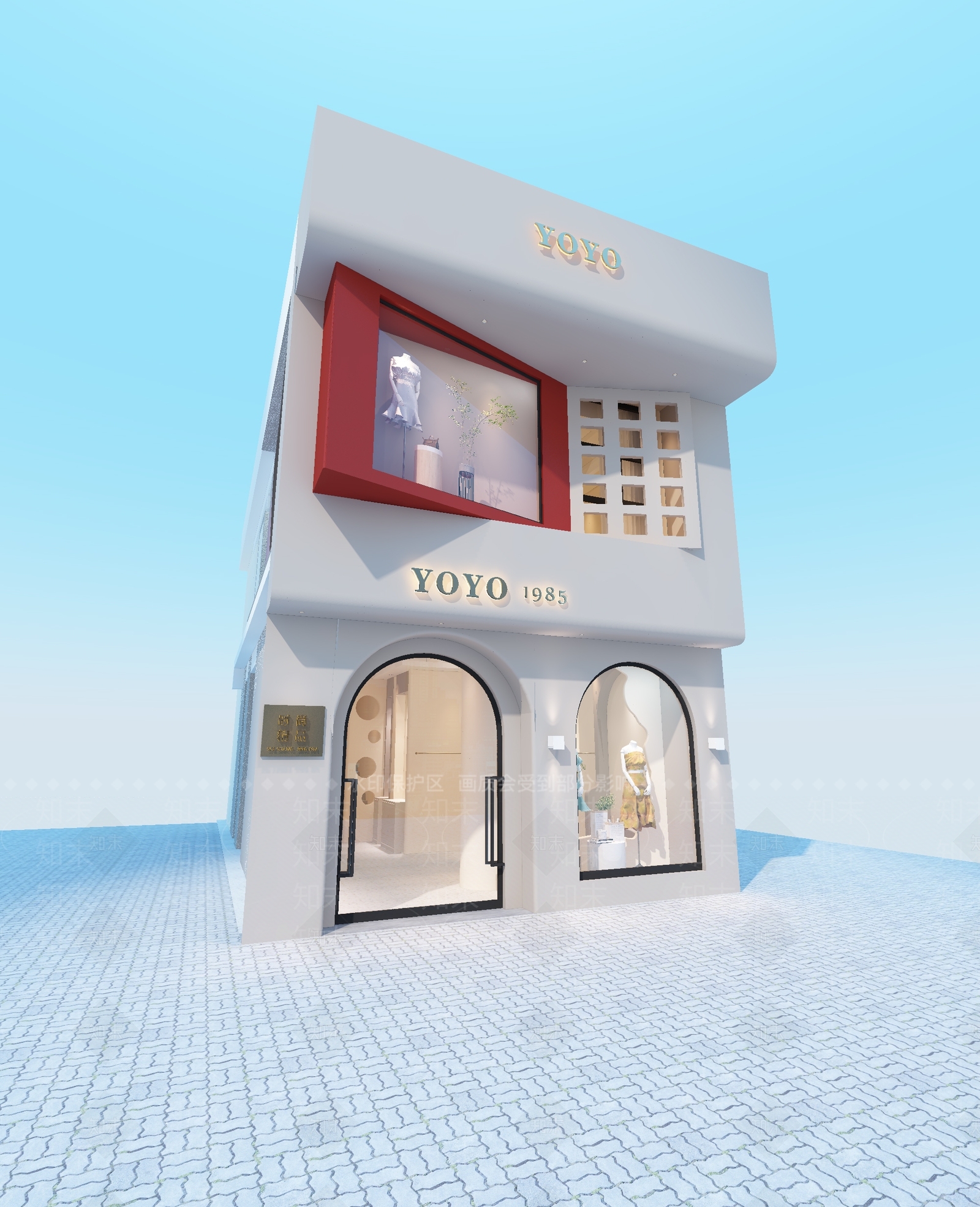 现代奶油服装店3D模型下载【ID:1171443705】