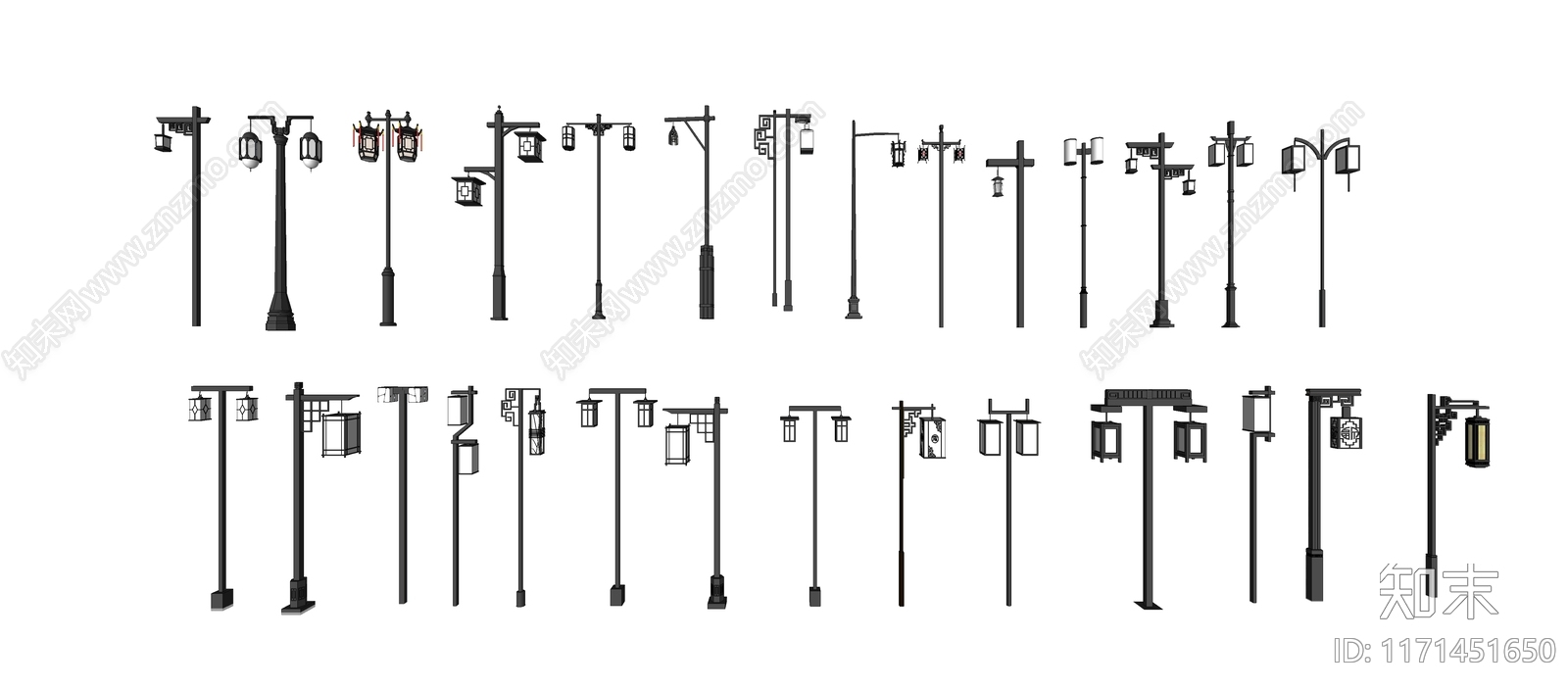 新中式中式灯具组合SU模型下载【ID:1171451650】