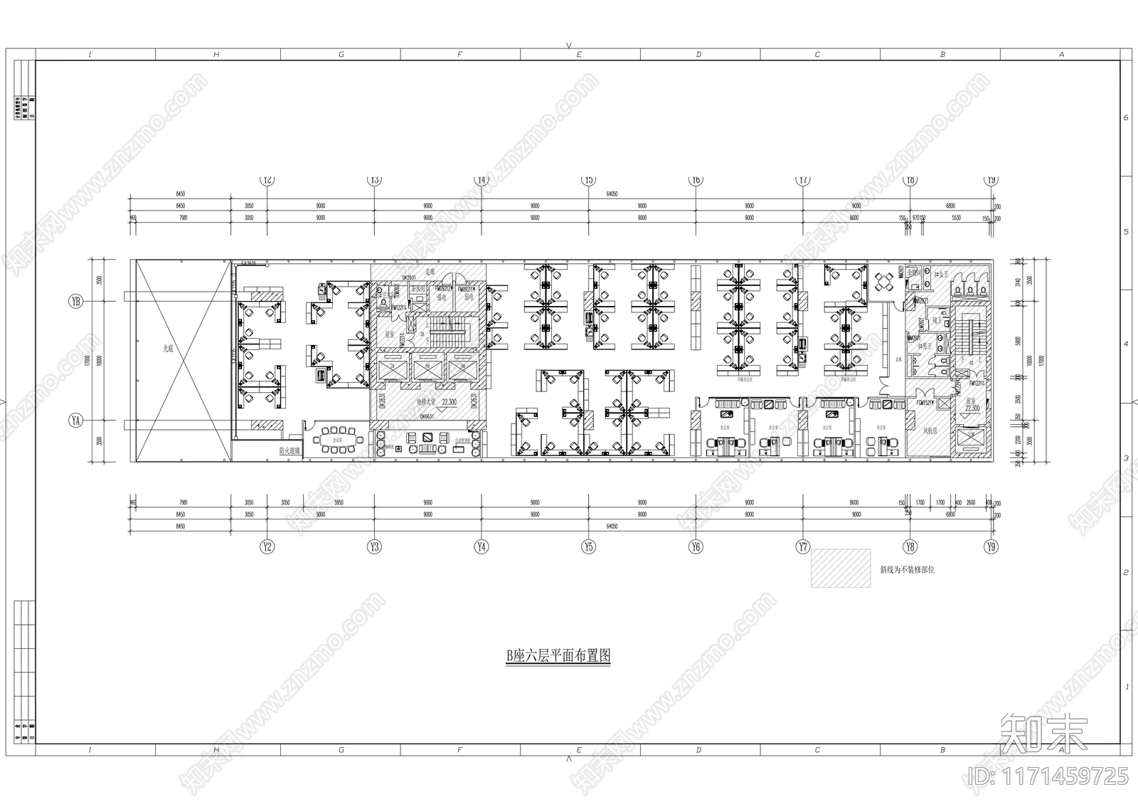 现代整体办公空间cad施工图下载【ID:1171459725】