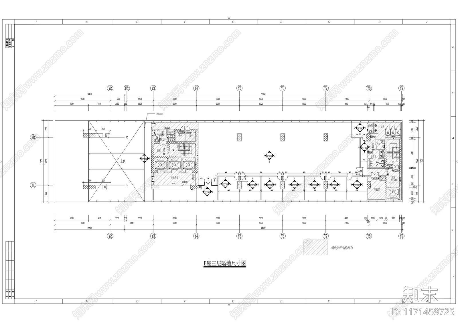 现代整体办公空间cad施工图下载【ID:1171459725】