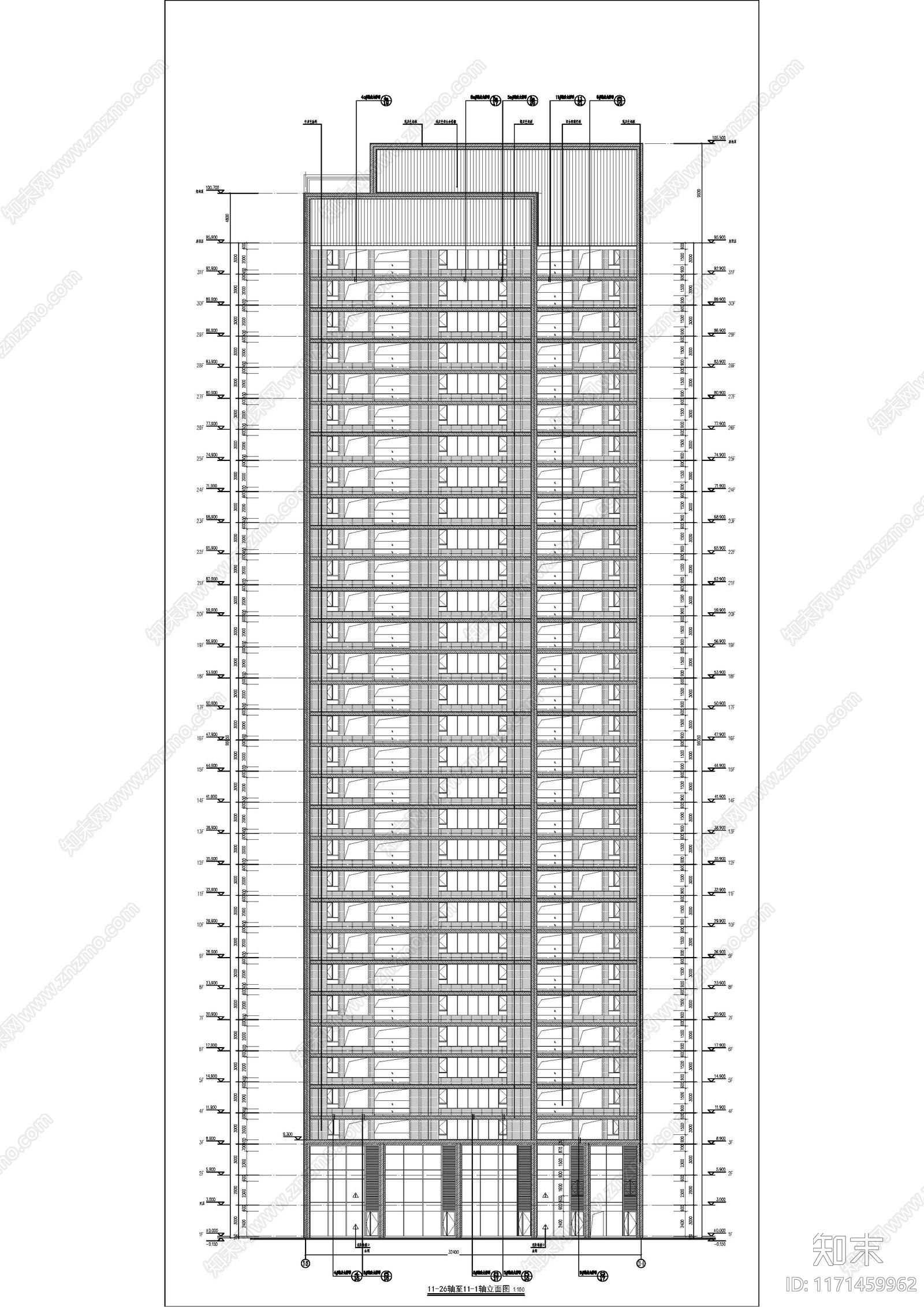 现代办公楼建筑cad施工图下载【ID:1171459962】