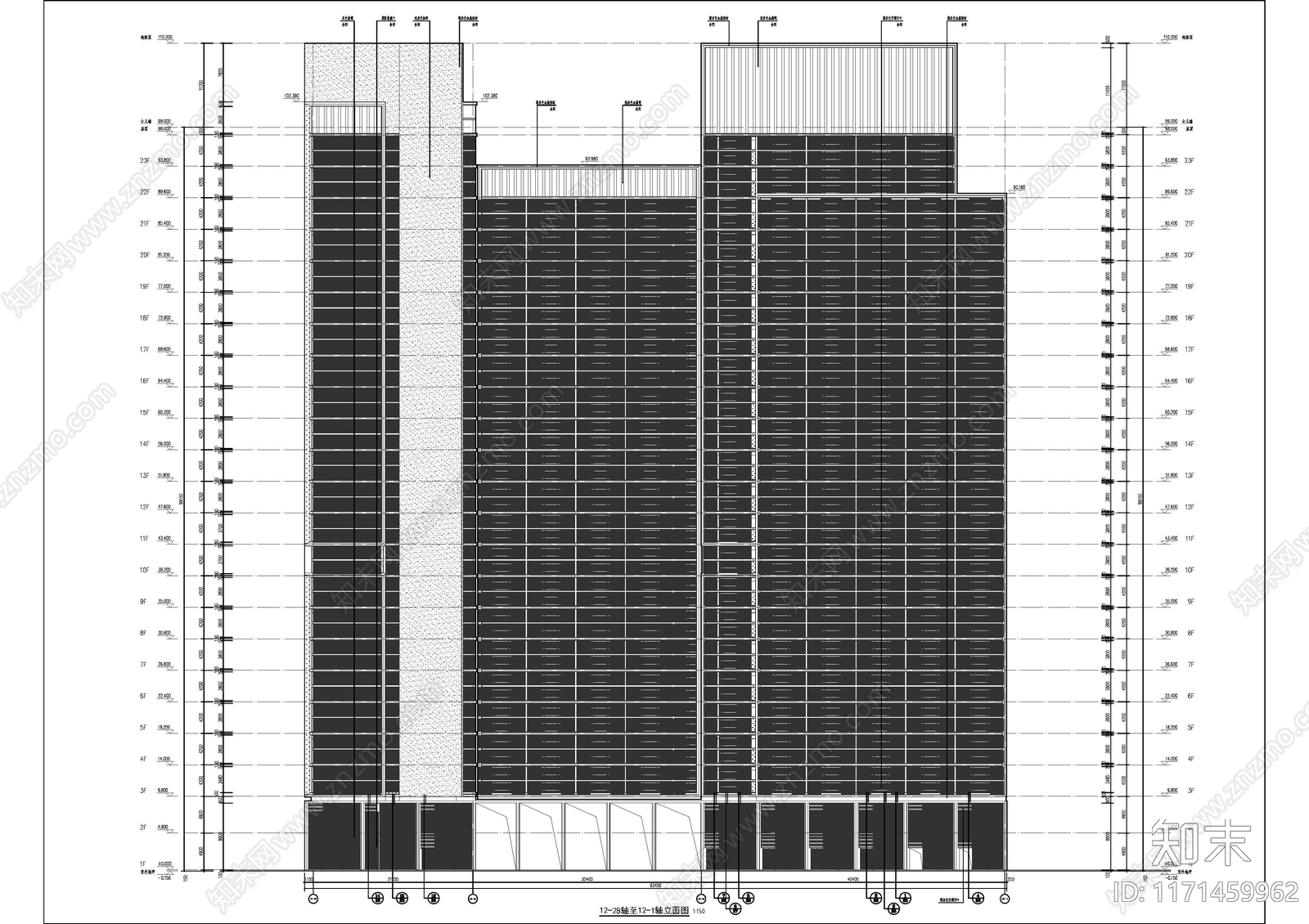 现代办公楼建筑cad施工图下载【ID:1171459962】