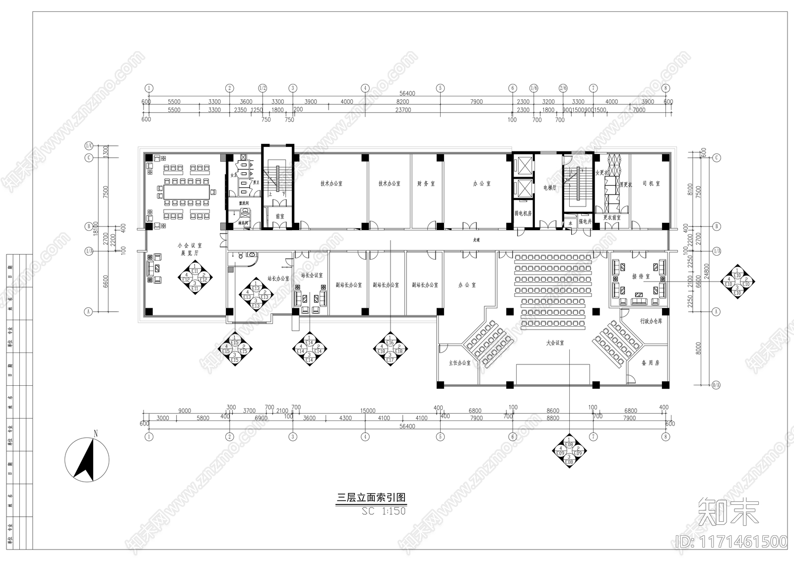 现代整体办公空间cad施工图下载【ID:1171461500】