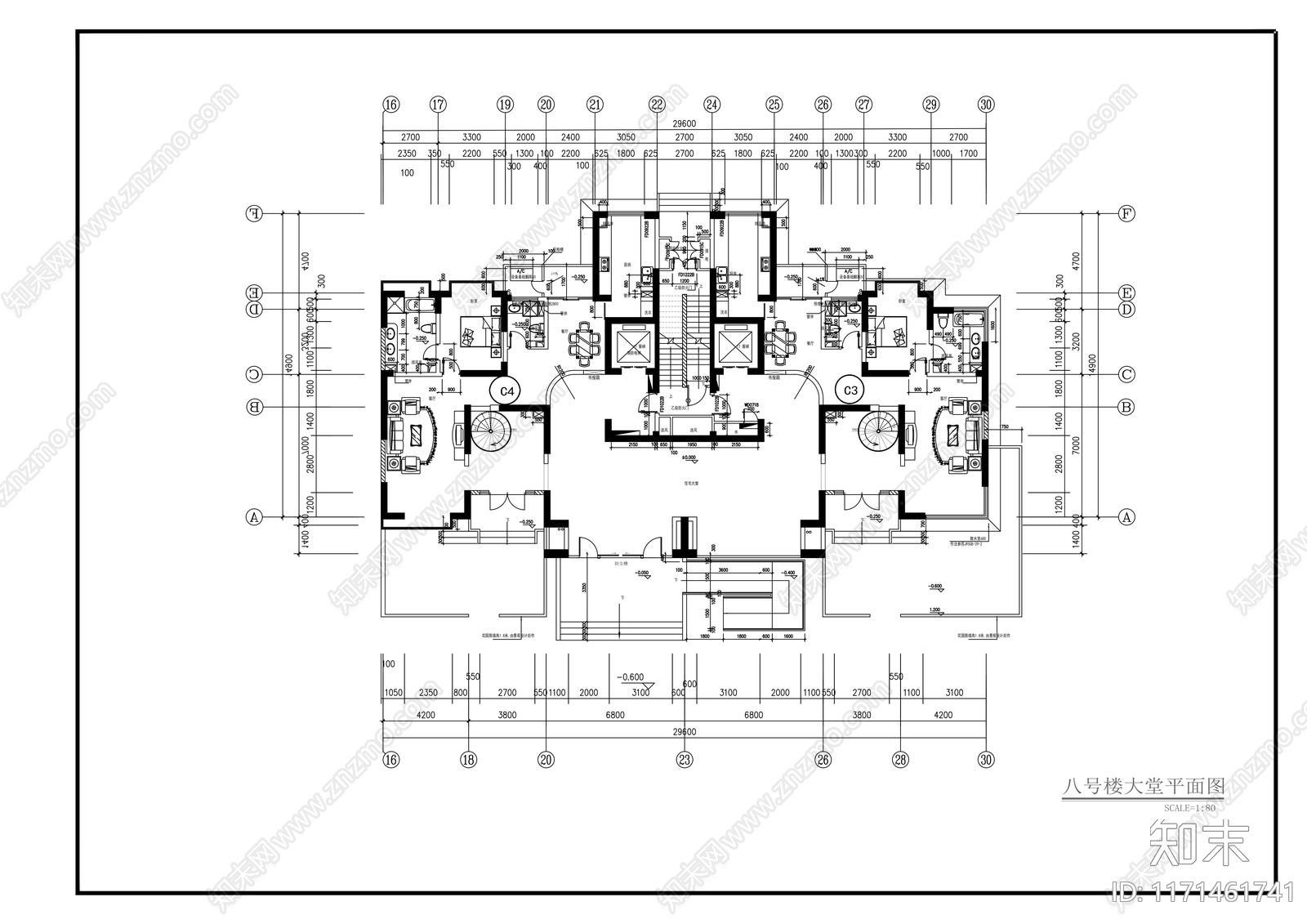 现代整体办公空间cad施工图下载【ID:1171461741】