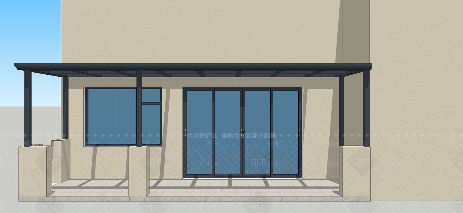 现代雨棚SU模型下载【ID:1171468198】