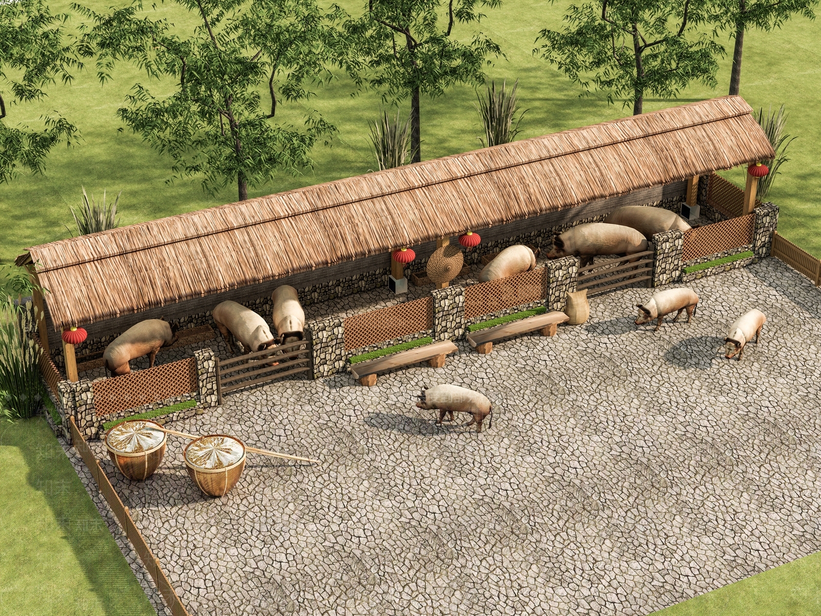 现代新中式农场SU模型下载【ID:1171469983】