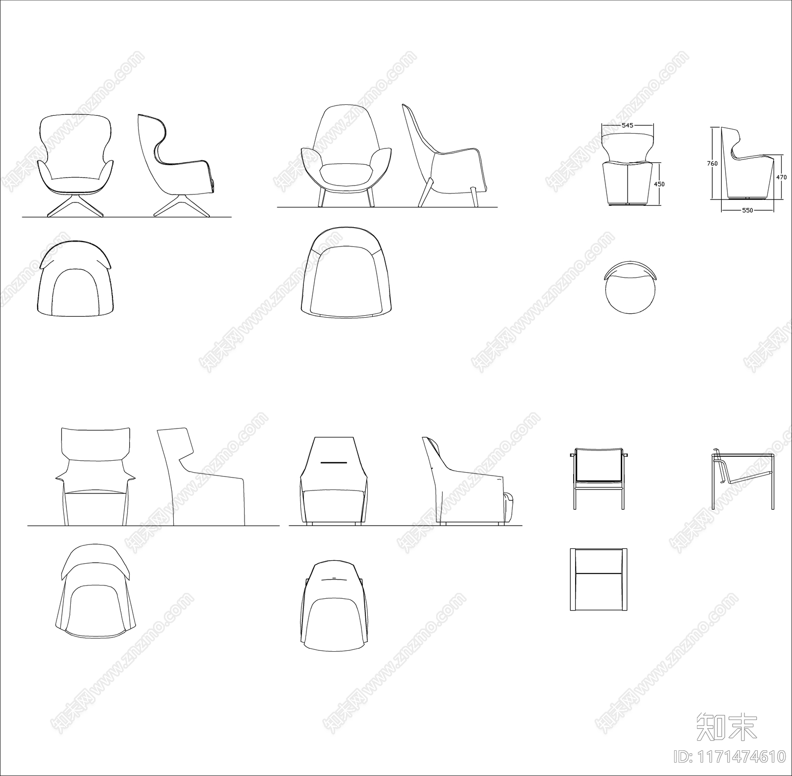 现代桌椅cad施工图下载【ID:1171474610】