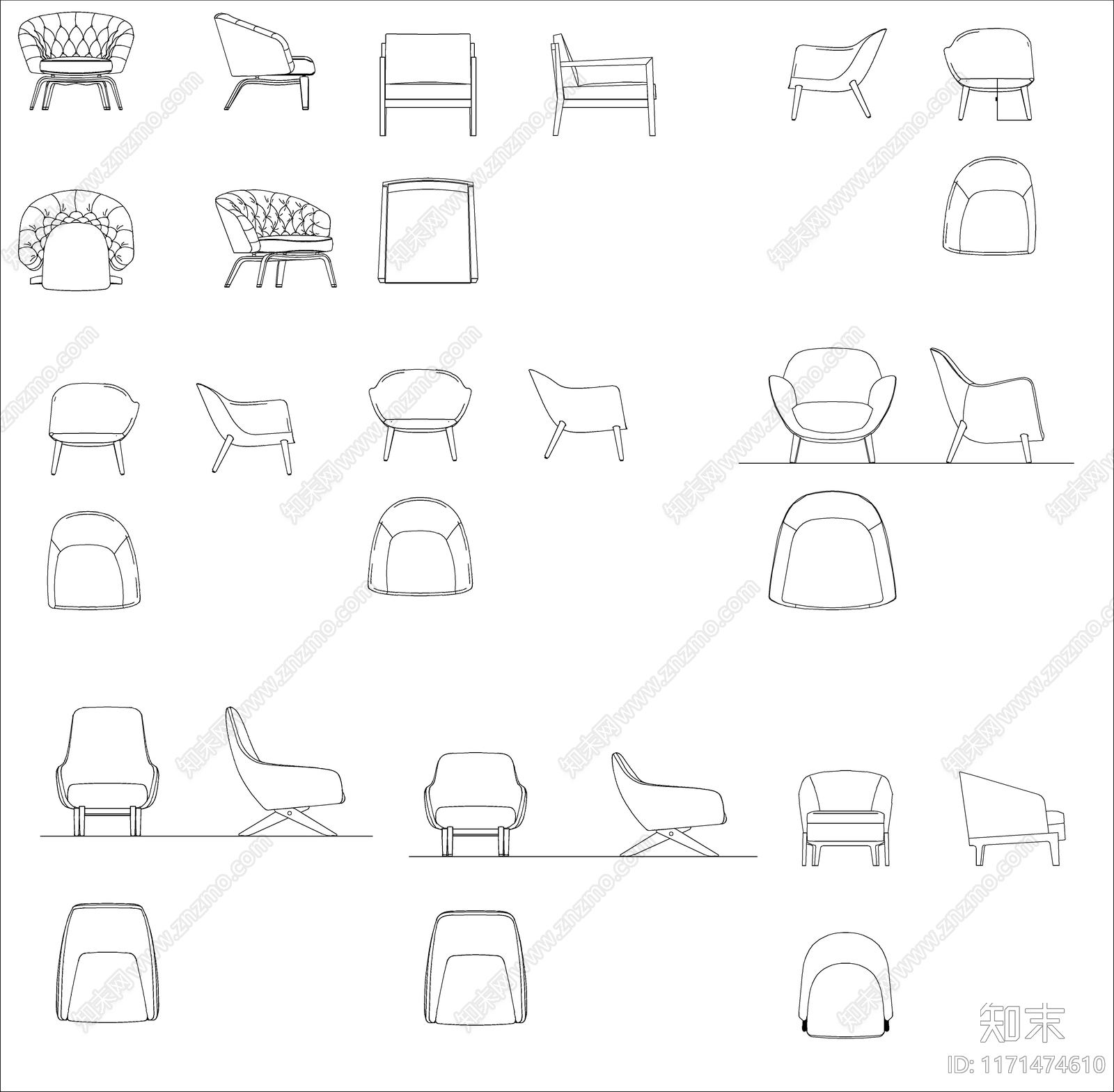 现代桌椅cad施工图下载【ID:1171474610】